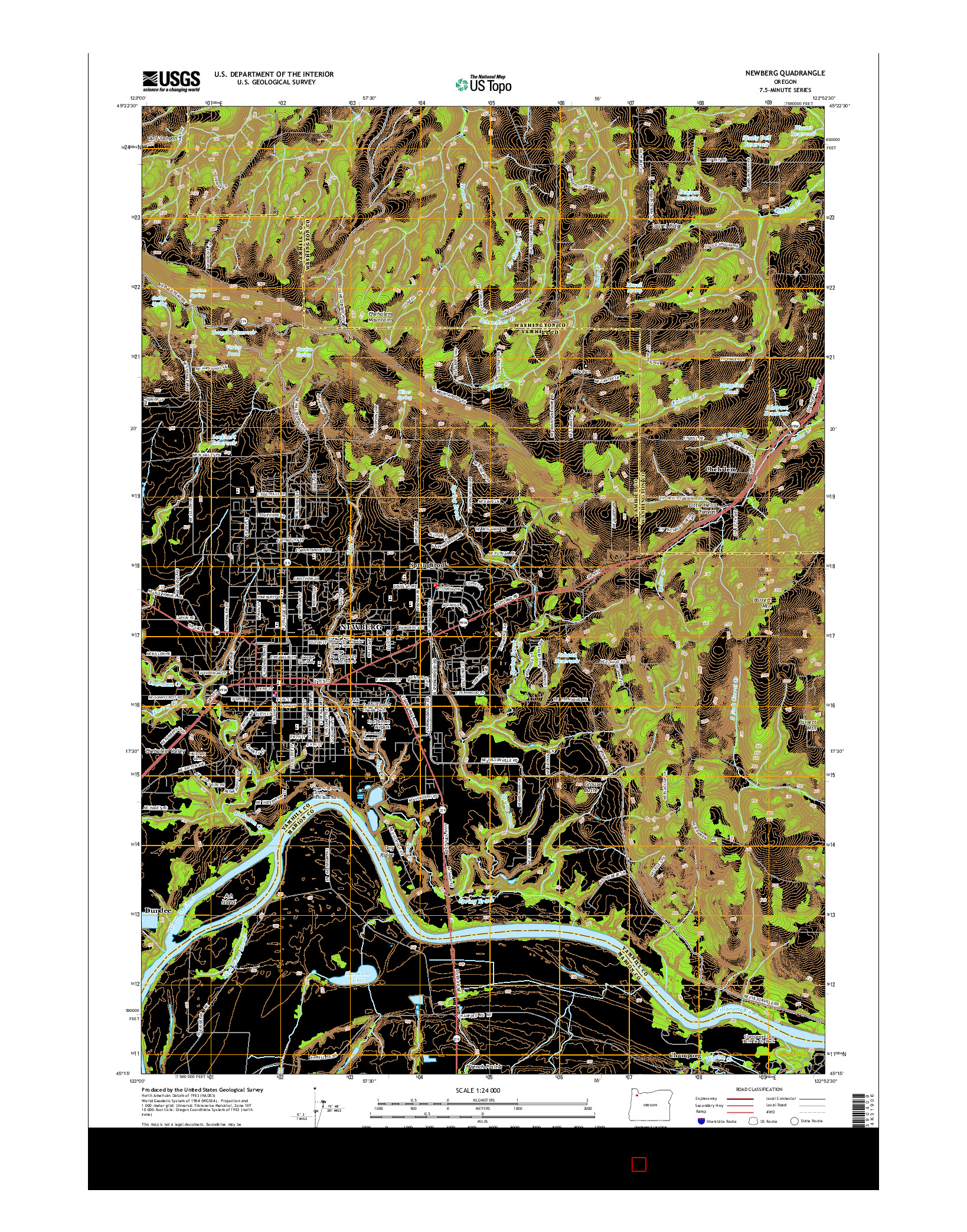 USGS US TOPO 7.5-MINUTE MAP FOR NEWBERG, OR 2014