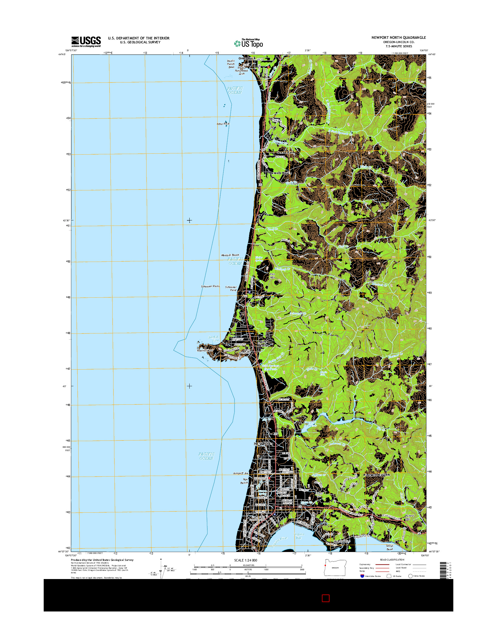 USGS US TOPO 7.5-MINUTE MAP FOR NEWPORT NORTH, OR 2014