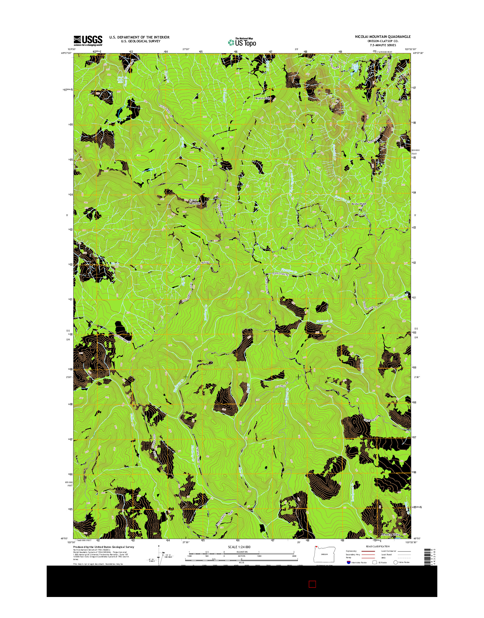 USGS US TOPO 7.5-MINUTE MAP FOR NICOLAI MOUNTAIN, OR 2014