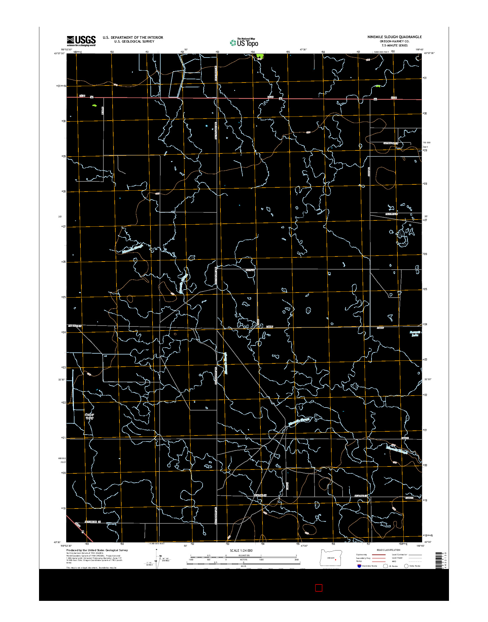 USGS US TOPO 7.5-MINUTE MAP FOR NINEMILE SLOUGH, OR 2014