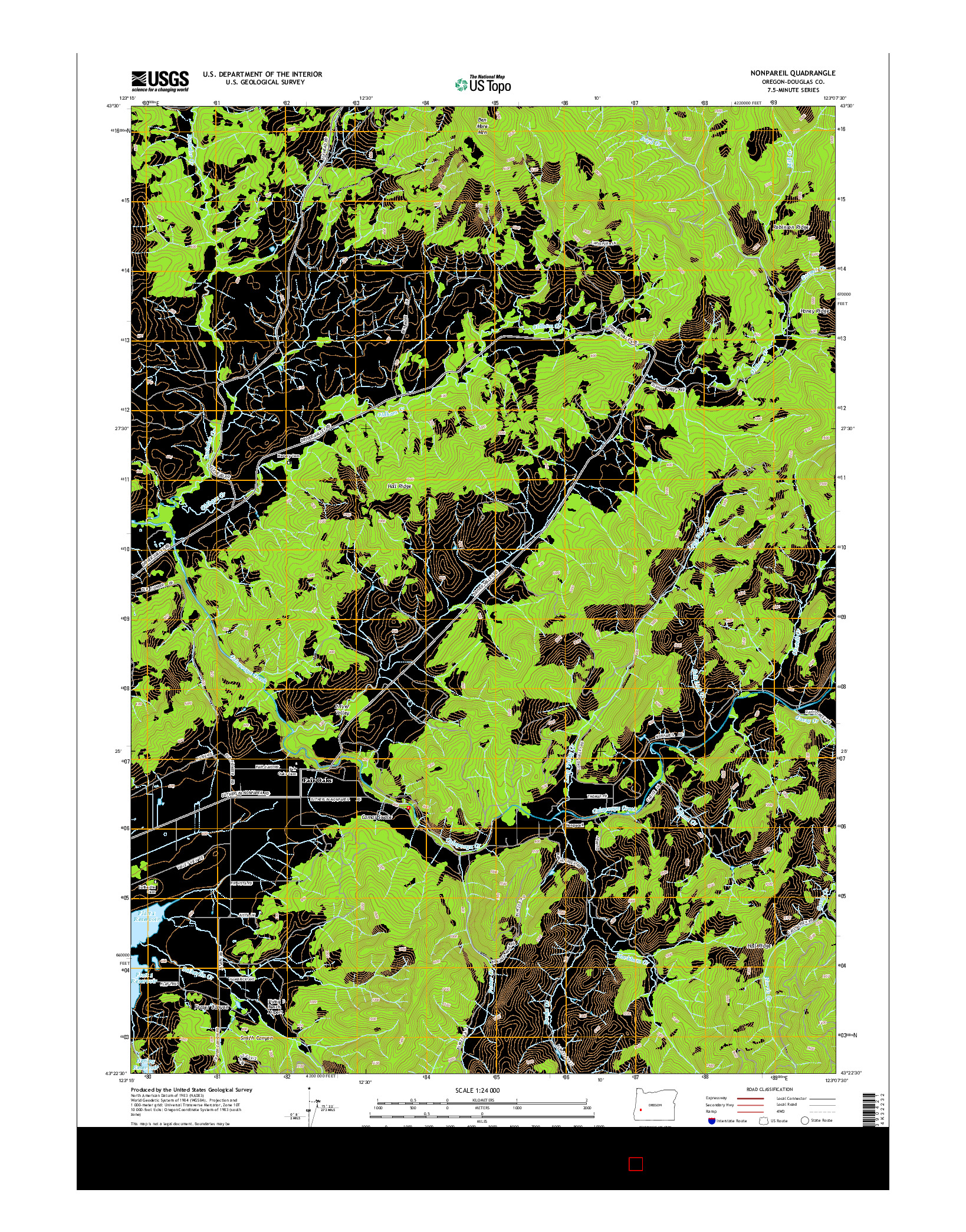 USGS US TOPO 7.5-MINUTE MAP FOR NONPAREIL, OR 2014