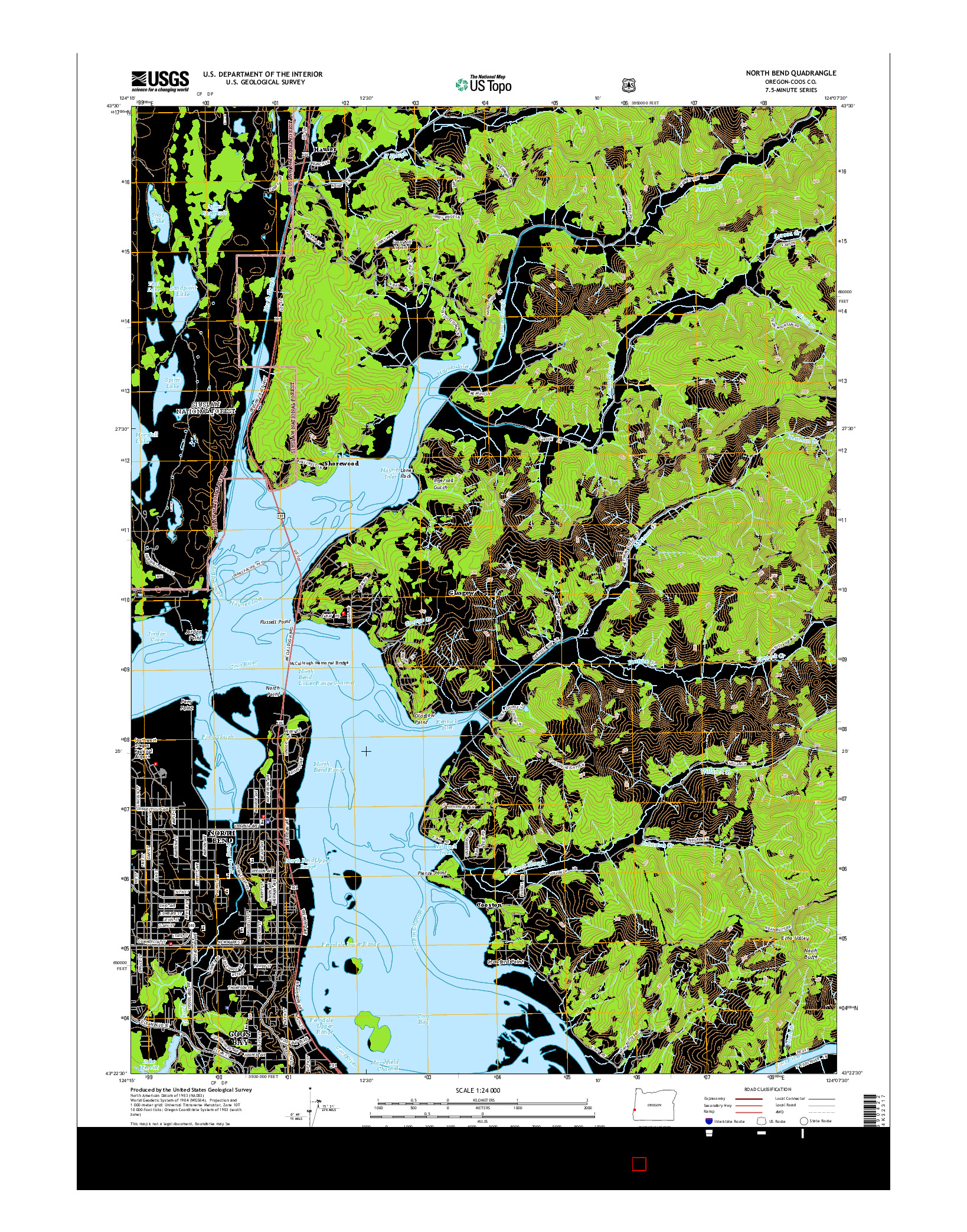 USGS US TOPO 7.5-MINUTE MAP FOR NORTH BEND, OR 2014