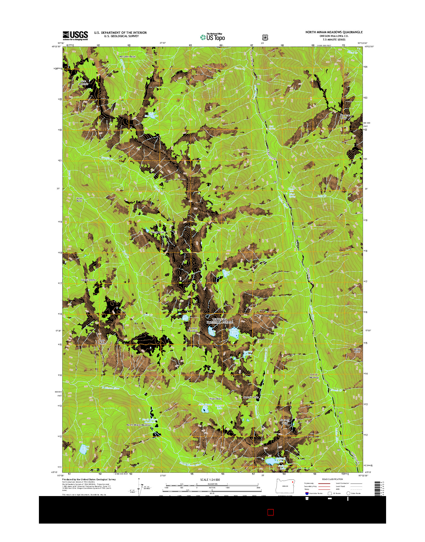 USGS US TOPO 7.5-MINUTE MAP FOR NORTH MINAM MEADOWS, OR 2014