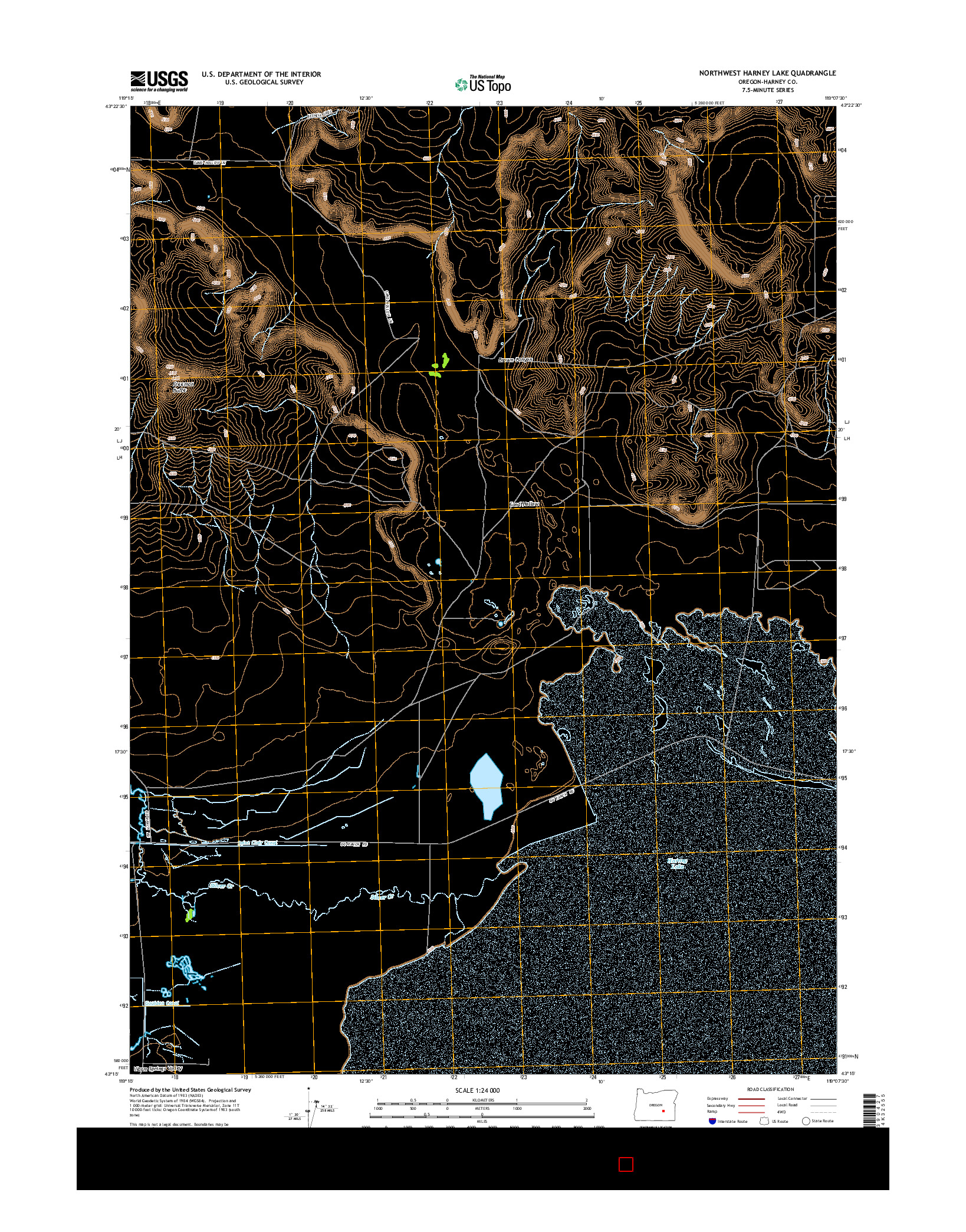 USGS US TOPO 7.5-MINUTE MAP FOR NORTHWEST HARNEY LAKE, OR 2014
