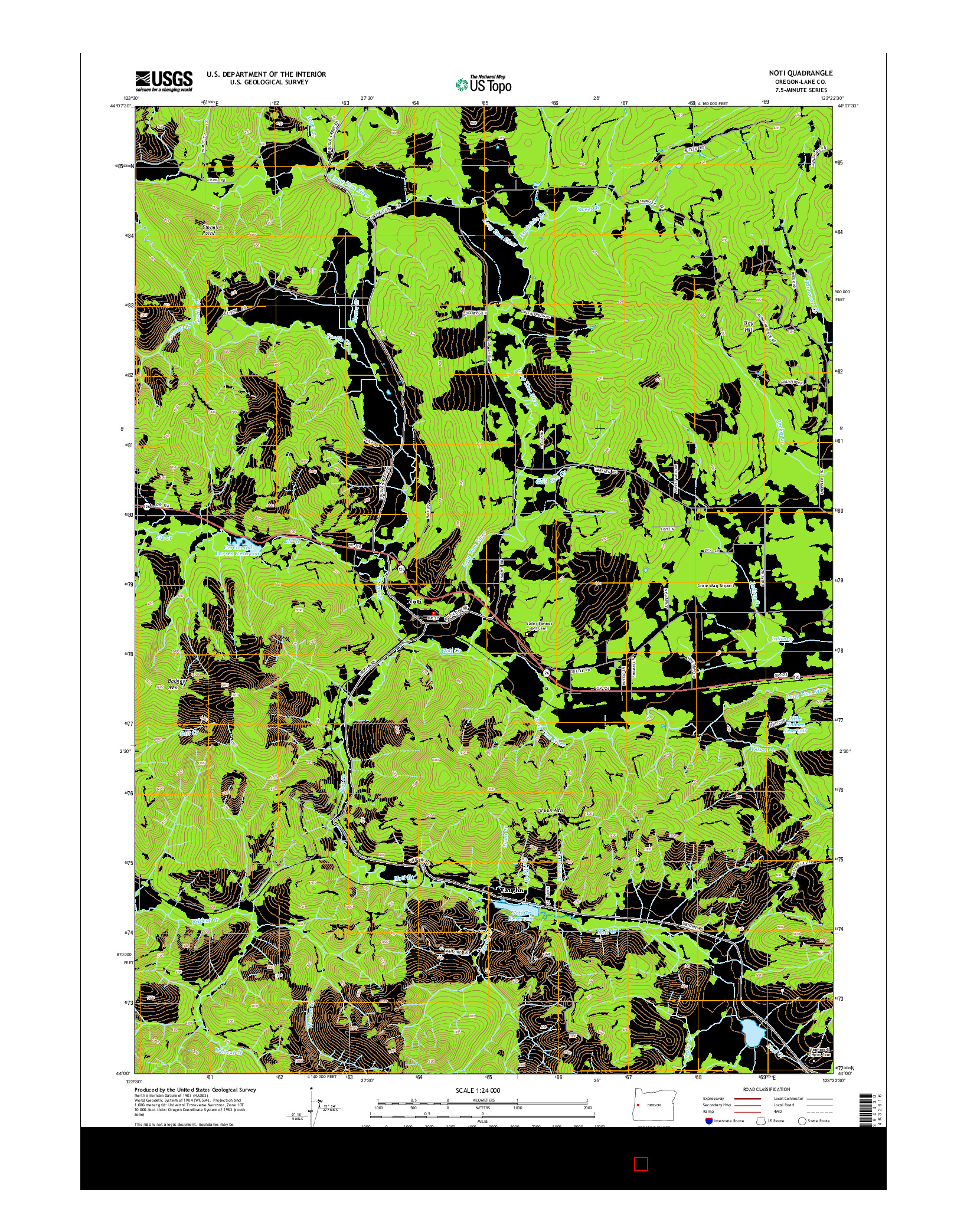 USGS US TOPO 7.5-MINUTE MAP FOR NOTI, OR 2014