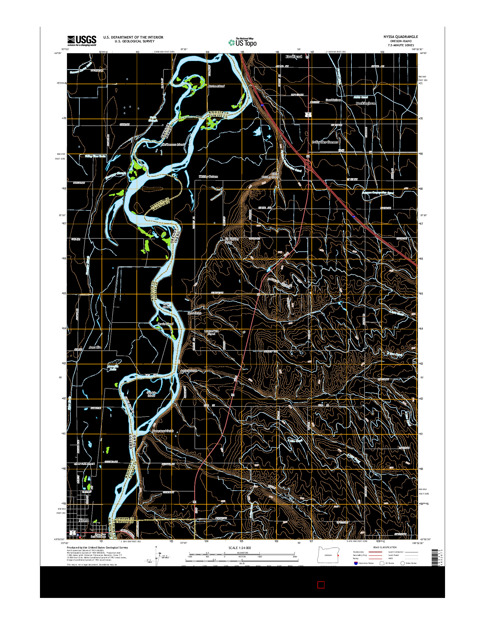 USGS US TOPO 7.5-MINUTE MAP FOR NYSSA, OR-ID 2014