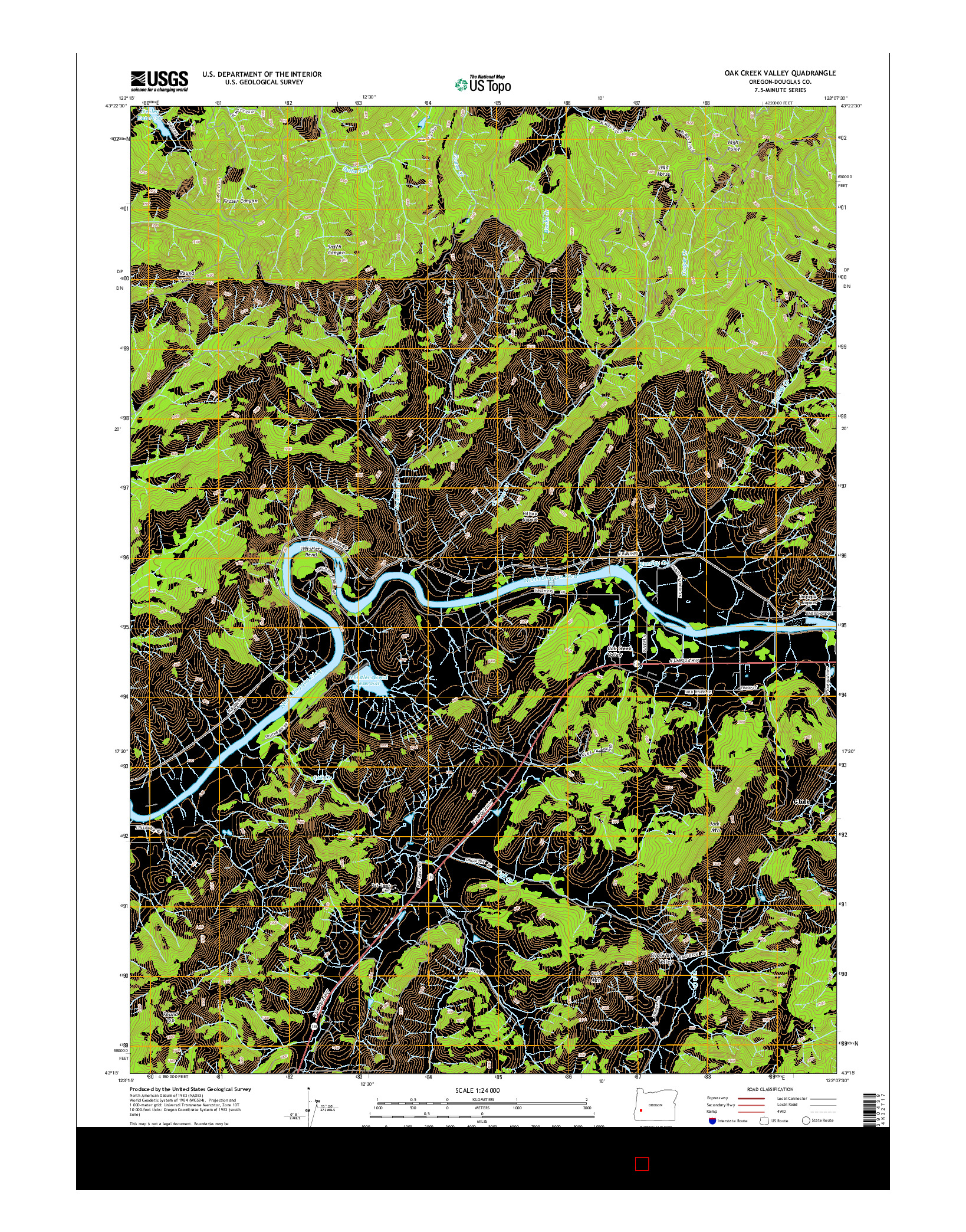 USGS US TOPO 7.5-MINUTE MAP FOR OAK CREEK VALLEY, OR 2014