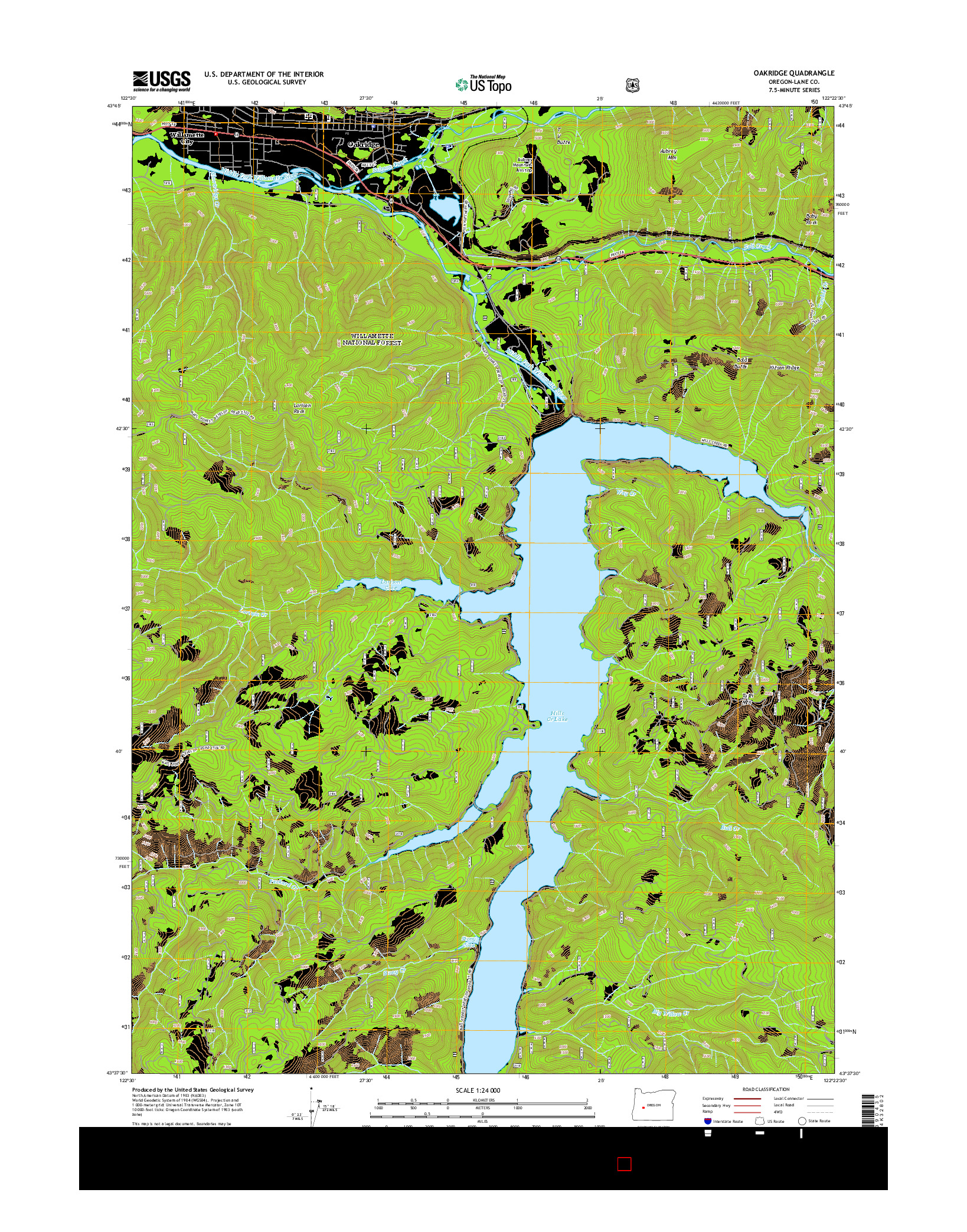 USGS US TOPO 7.5-MINUTE MAP FOR OAKRIDGE, OR 2014