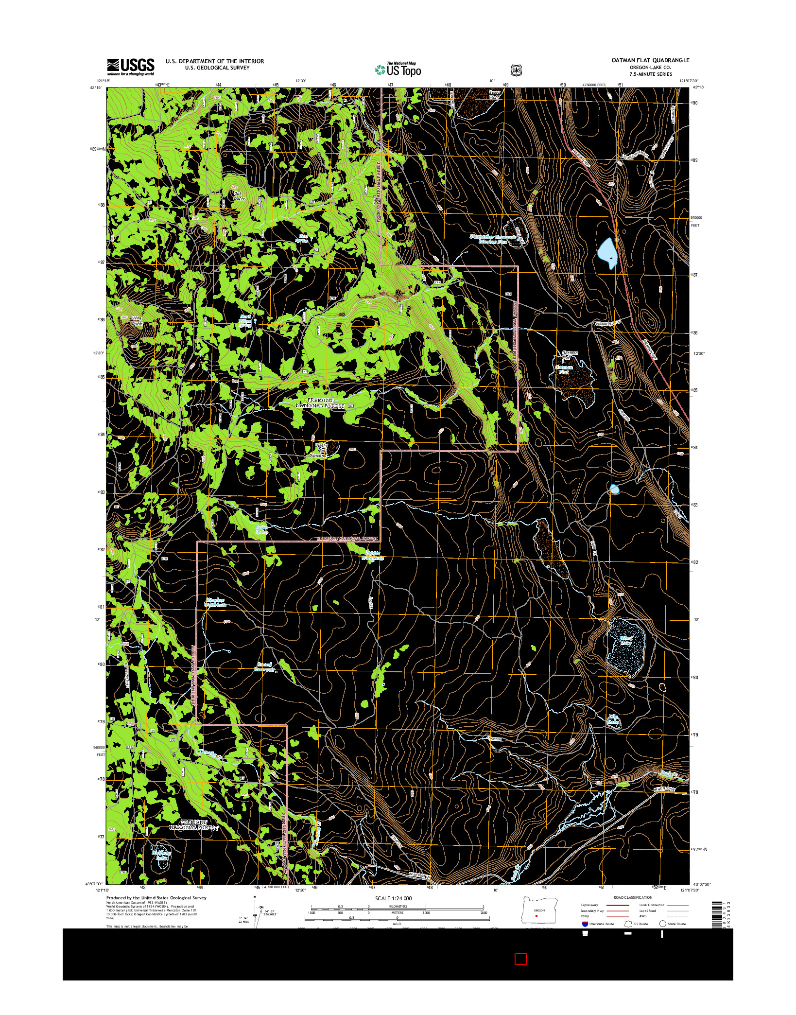 USGS US TOPO 7.5-MINUTE MAP FOR OATMAN FLAT, OR 2014