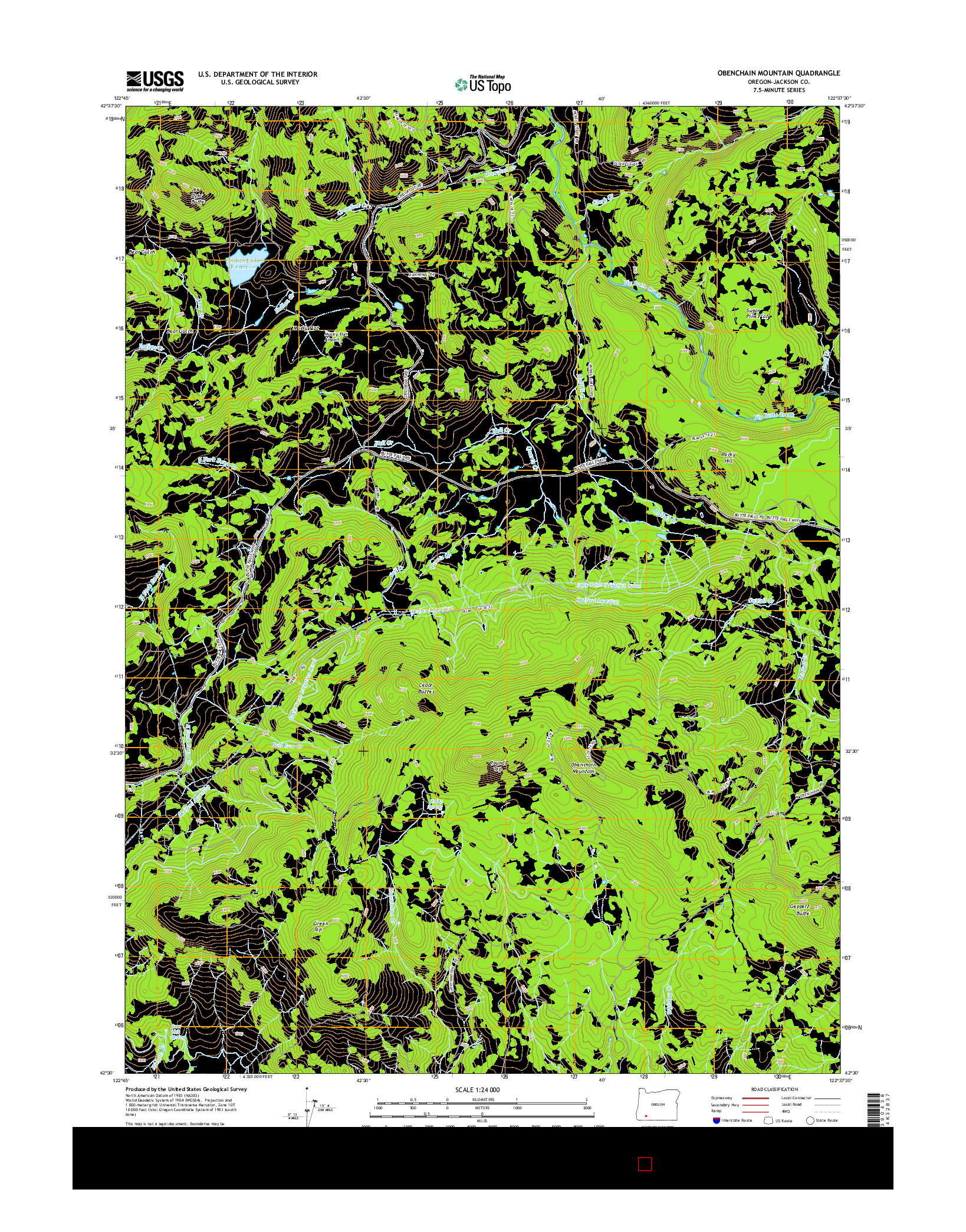 USGS US TOPO 7.5-MINUTE MAP FOR OBENCHAIN MOUNTAIN, OR 2014