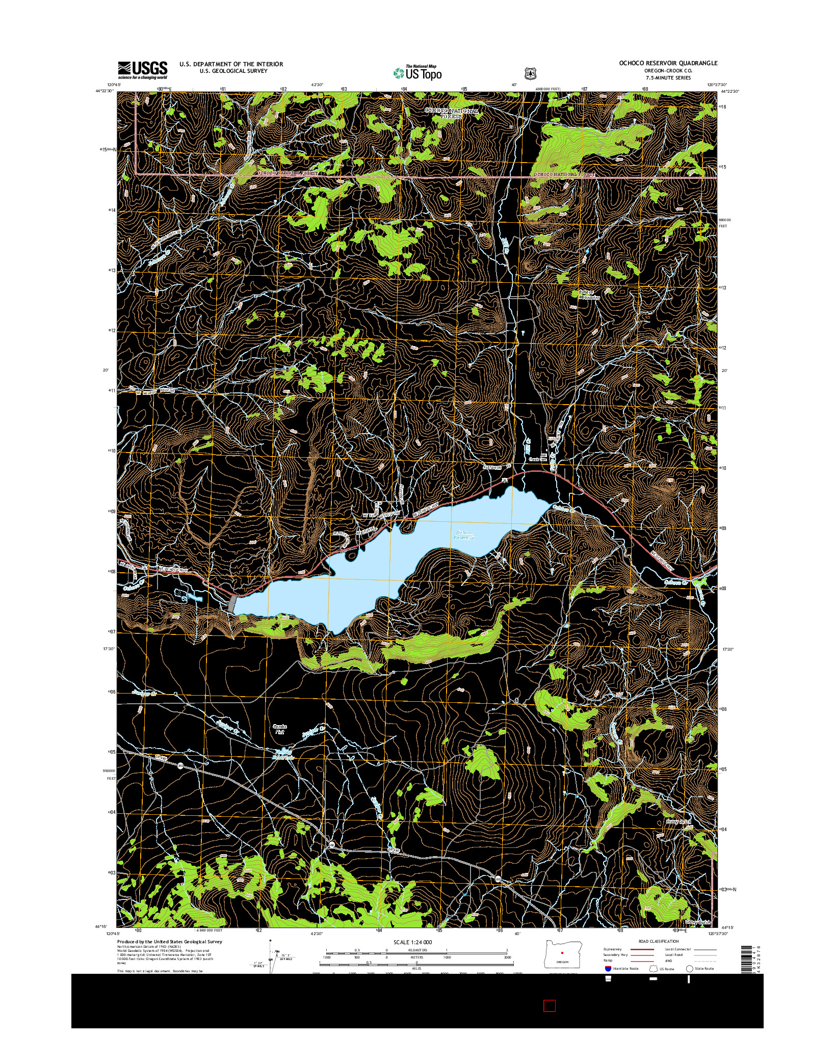 USGS US TOPO 7.5-MINUTE MAP FOR OCHOCO RESERVOIR, OR 2014