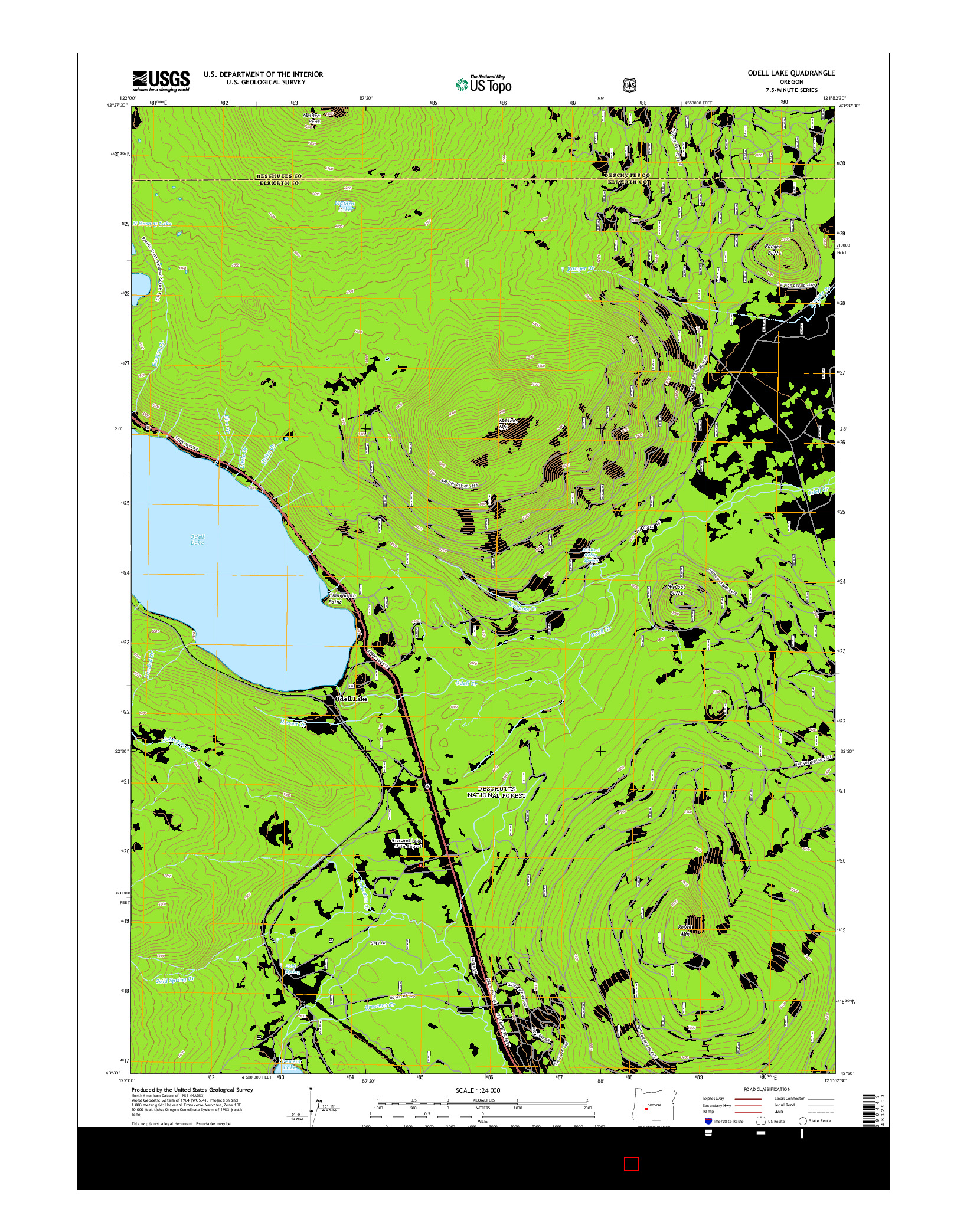 USGS US TOPO 7.5-MINUTE MAP FOR ODELL LAKE, OR 2014