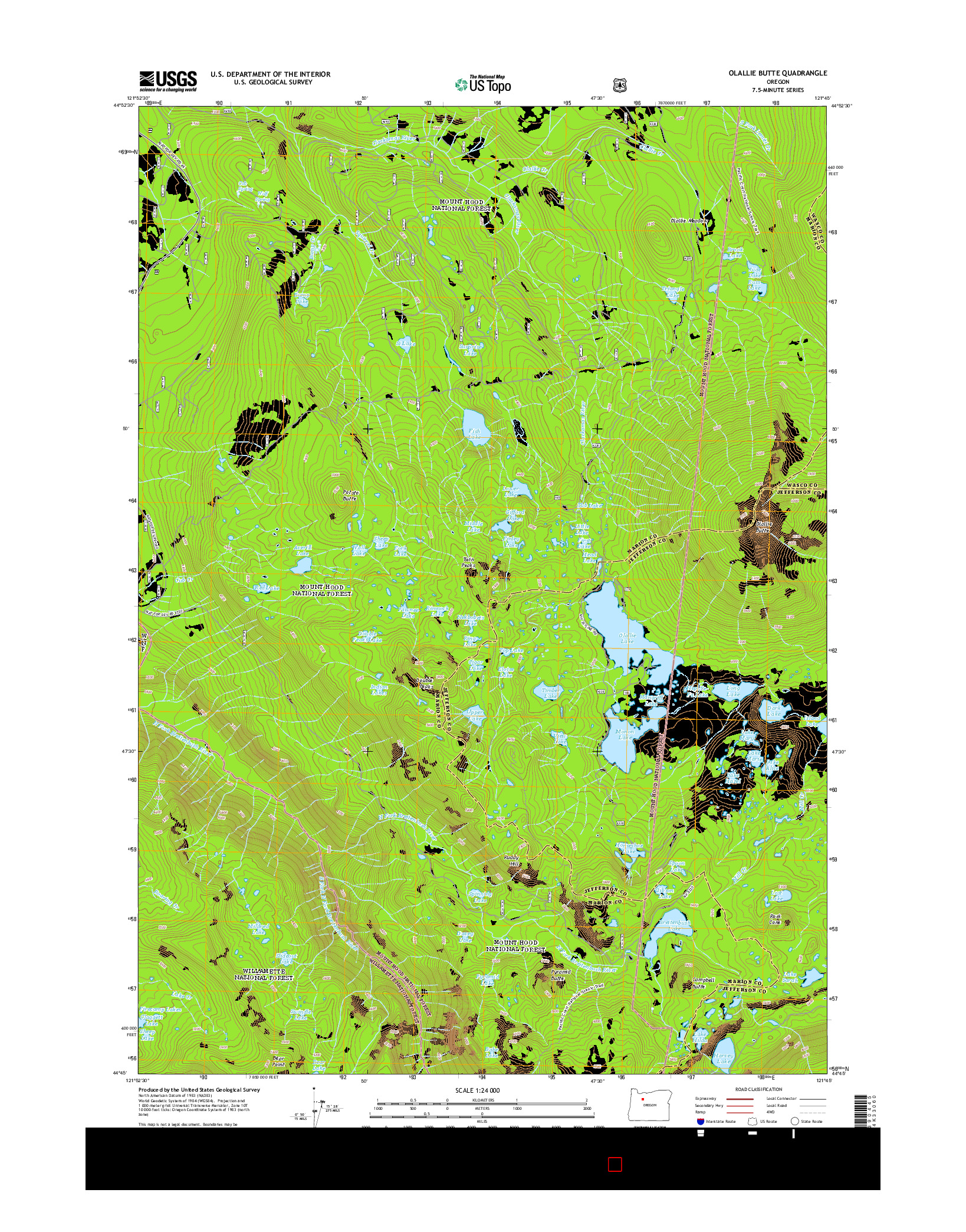 USGS US TOPO 7.5-MINUTE MAP FOR OLALLIE BUTTE, OR 2014