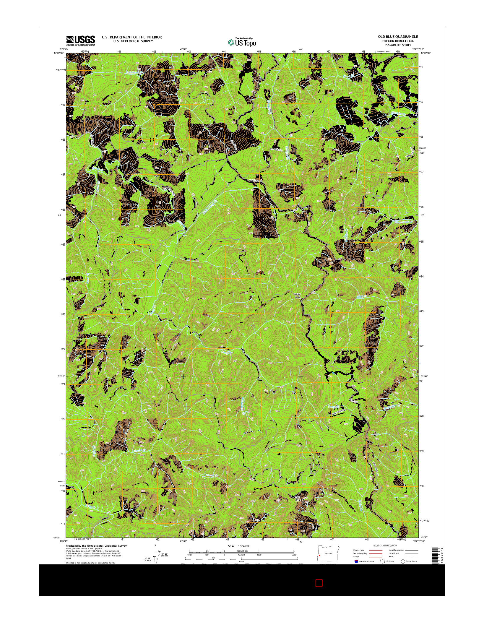 USGS US TOPO 7.5-MINUTE MAP FOR OLD BLUE, OR 2014