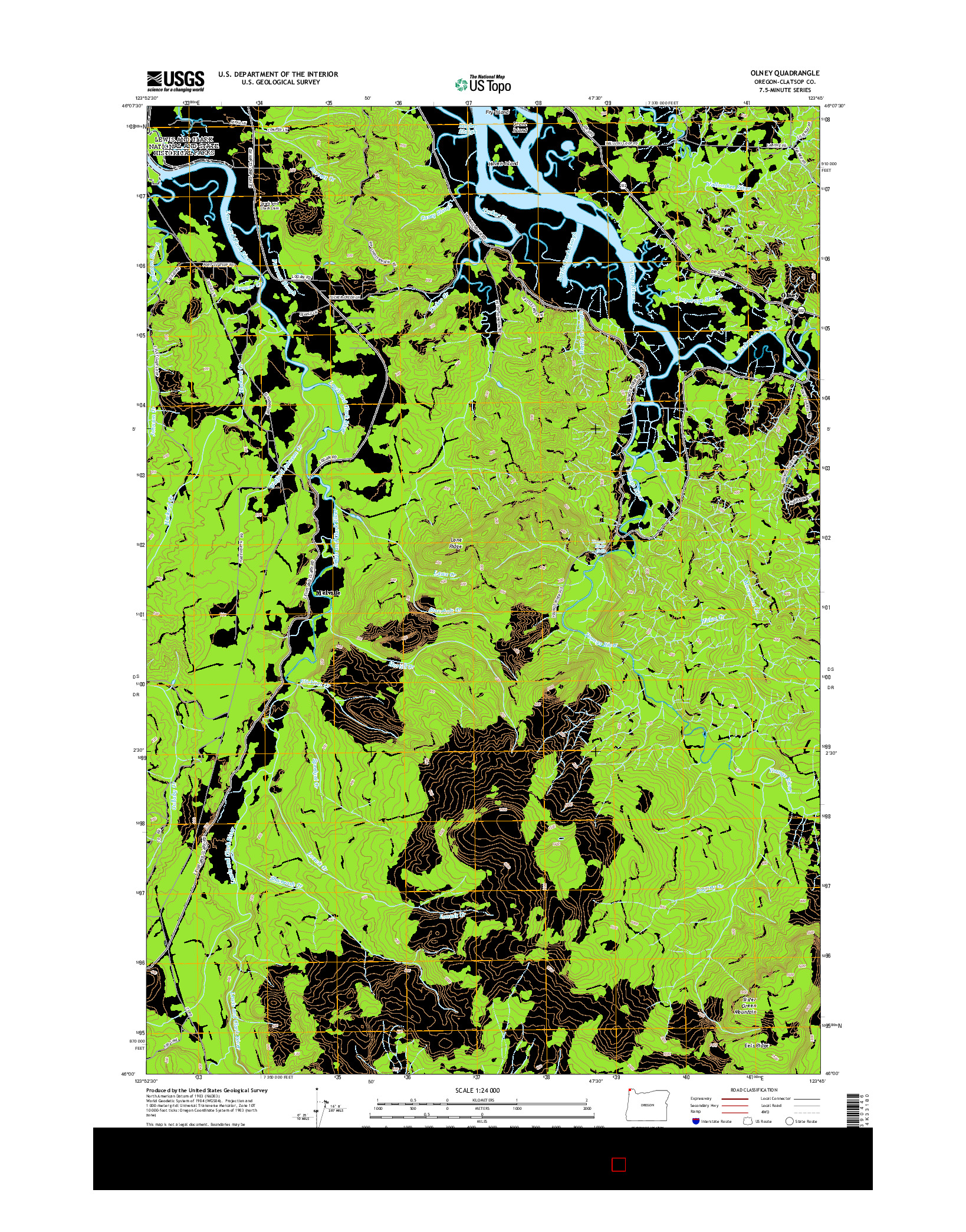 USGS US TOPO 7.5-MINUTE MAP FOR OLNEY, OR 2014