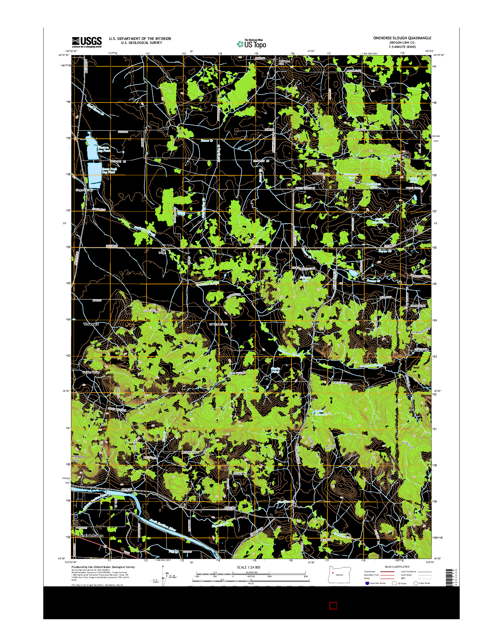 USGS US TOPO 7.5-MINUTE MAP FOR ONEHORSE SLOUGH, OR 2014