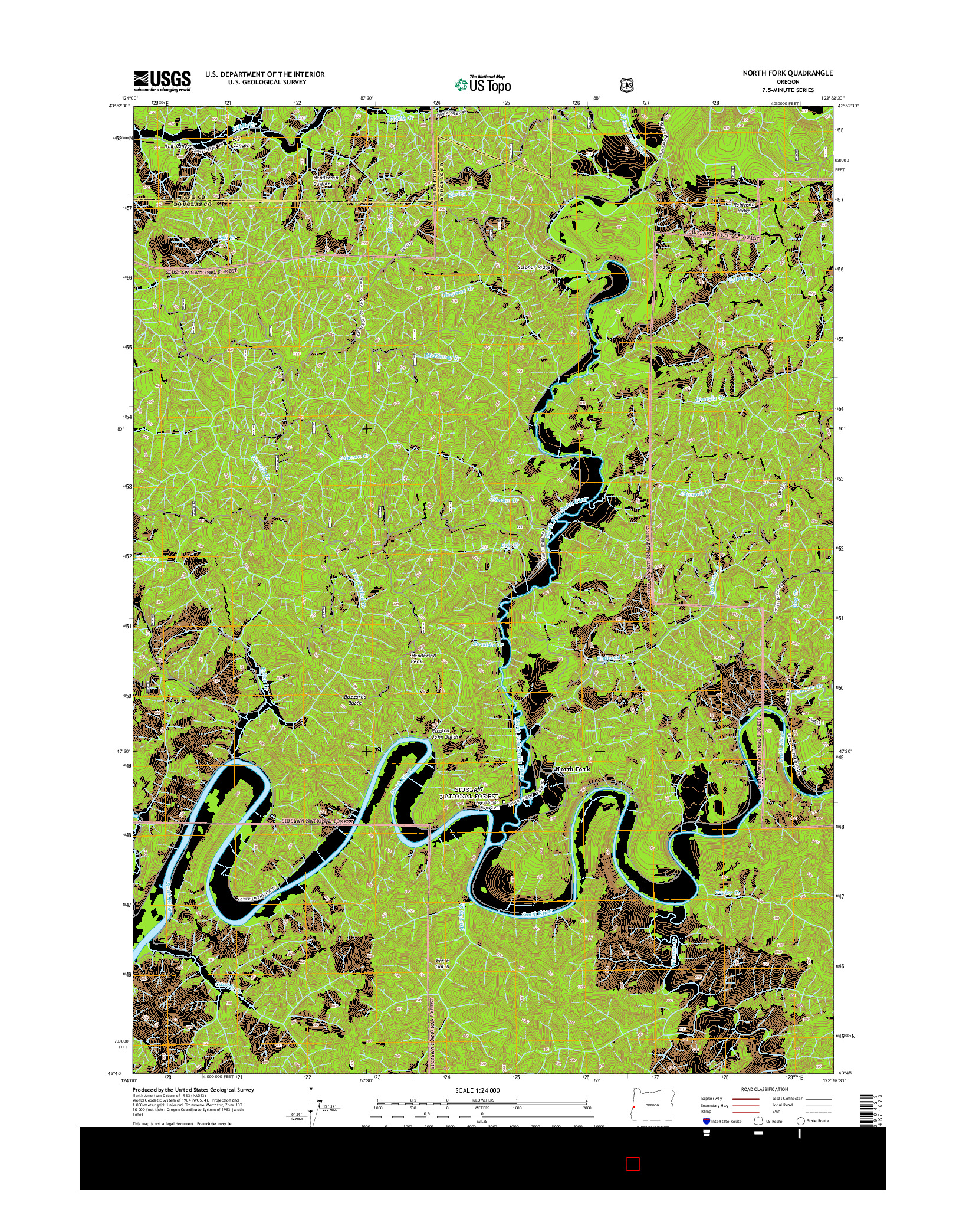 USGS US TOPO 7.5-MINUTE MAP FOR NORTH FORK, OR 2014