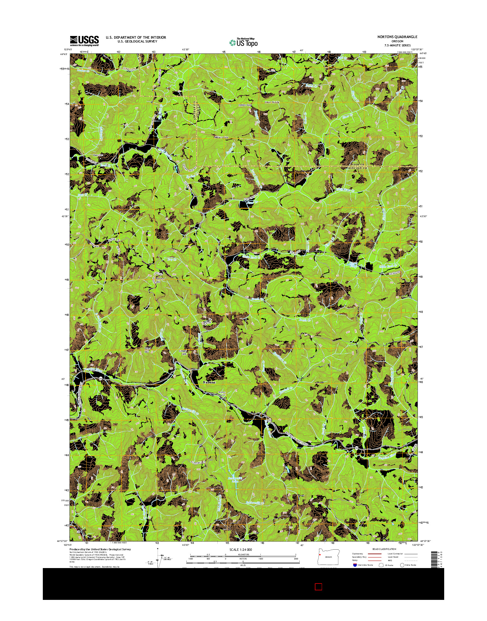 USGS US TOPO 7.5-MINUTE MAP FOR NORTONS, OR 2014