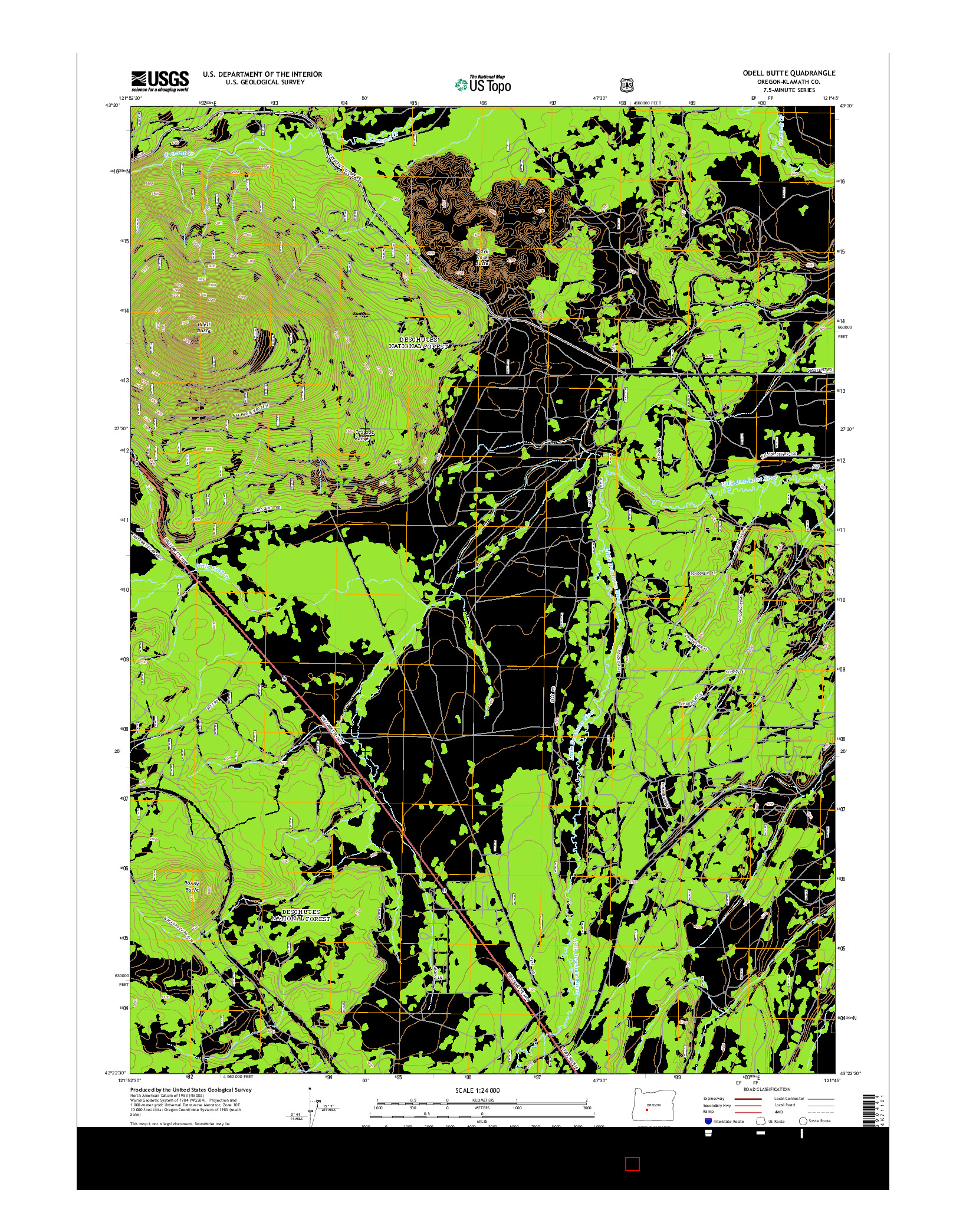 USGS US TOPO 7.5-MINUTE MAP FOR ODELL BUTTE, OR 2014