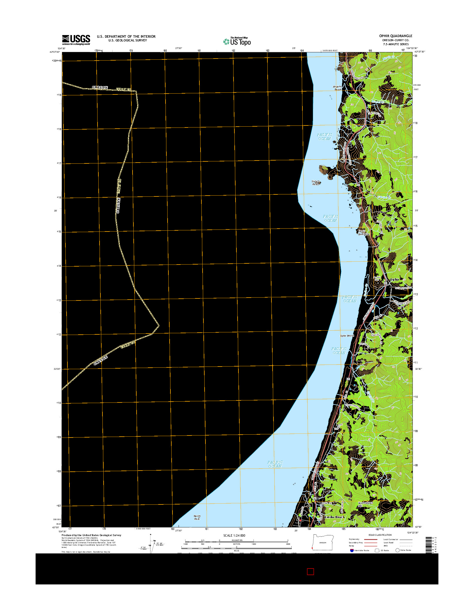 USGS US TOPO 7.5-MINUTE MAP FOR OPHIR, OR 2014