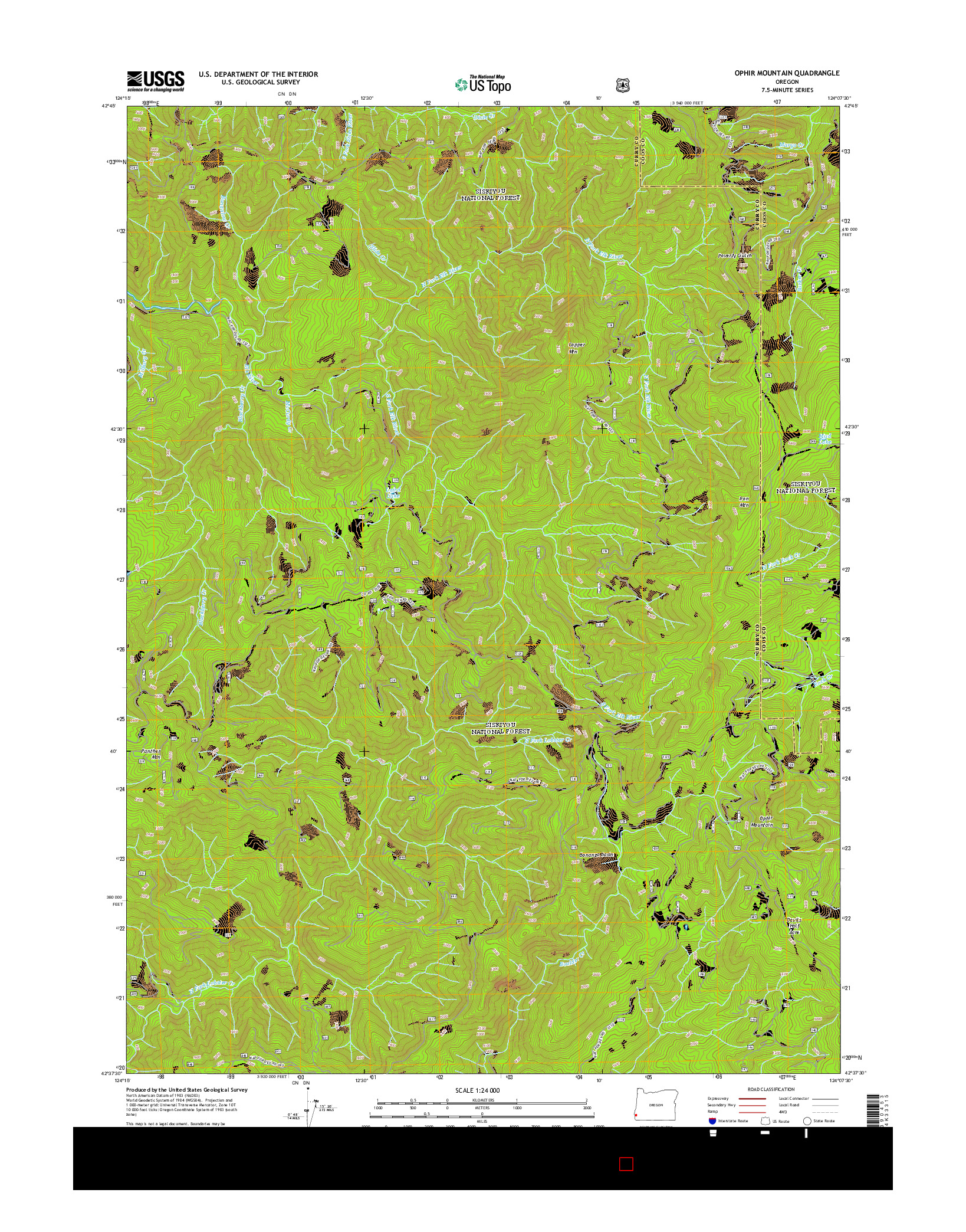 USGS US TOPO 7.5-MINUTE MAP FOR OPHIR MOUNTAIN, OR 2014