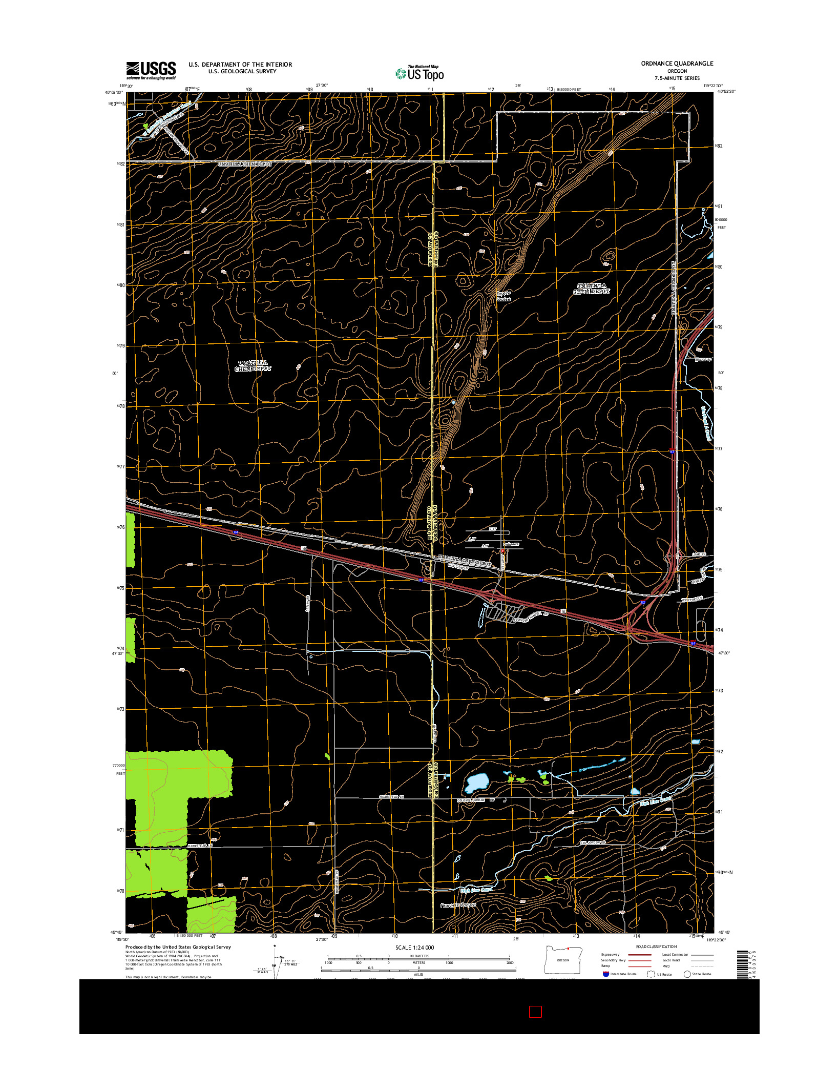 USGS US TOPO 7.5-MINUTE MAP FOR ORDNANCE, OR 2014