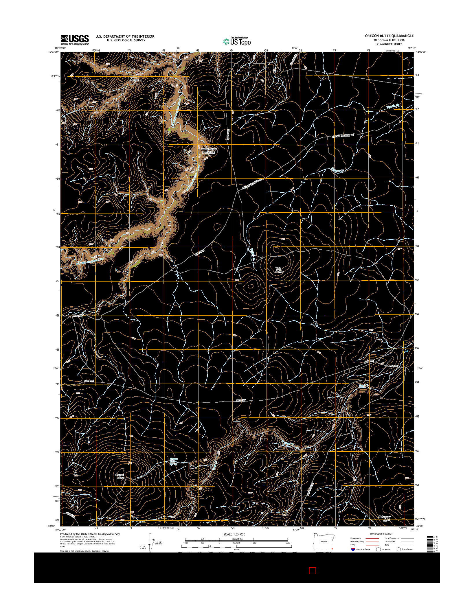 USGS US TOPO 7.5-MINUTE MAP FOR OREGON BUTTE, OR 2014