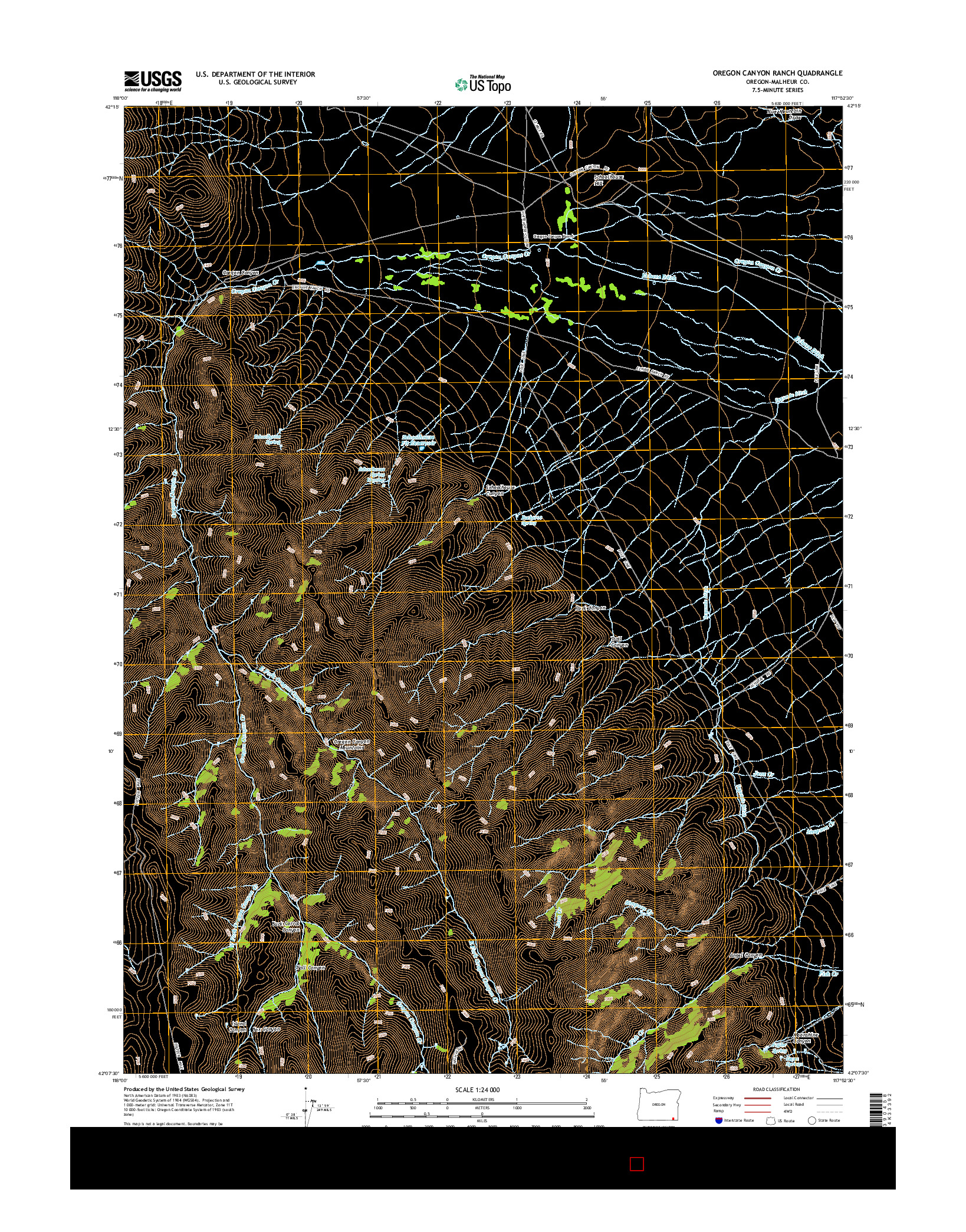 USGS US TOPO 7.5-MINUTE MAP FOR OREGON CANYON RANCH, OR 2014
