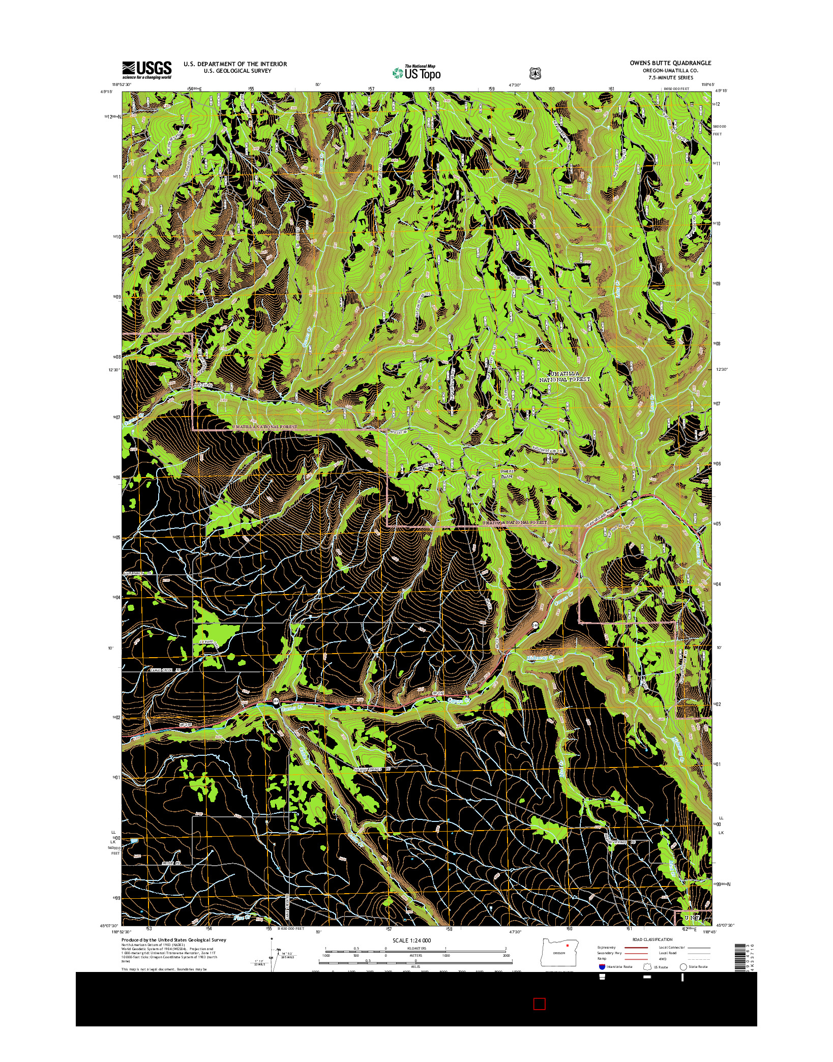 USGS US TOPO 7.5-MINUTE MAP FOR OWENS BUTTE, OR 2014