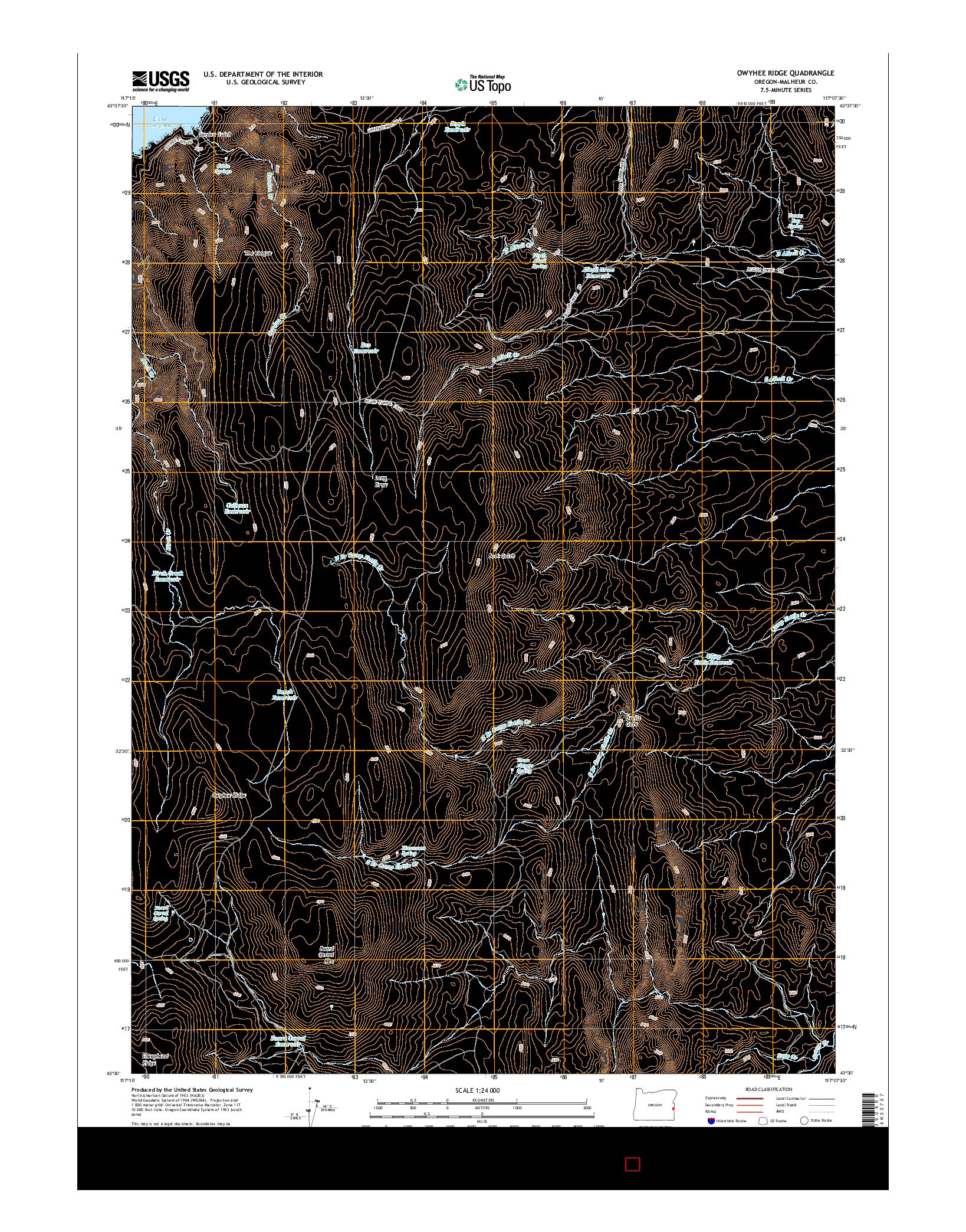 USGS US TOPO 7.5-MINUTE MAP FOR OWYHEE RIDGE, OR 2014