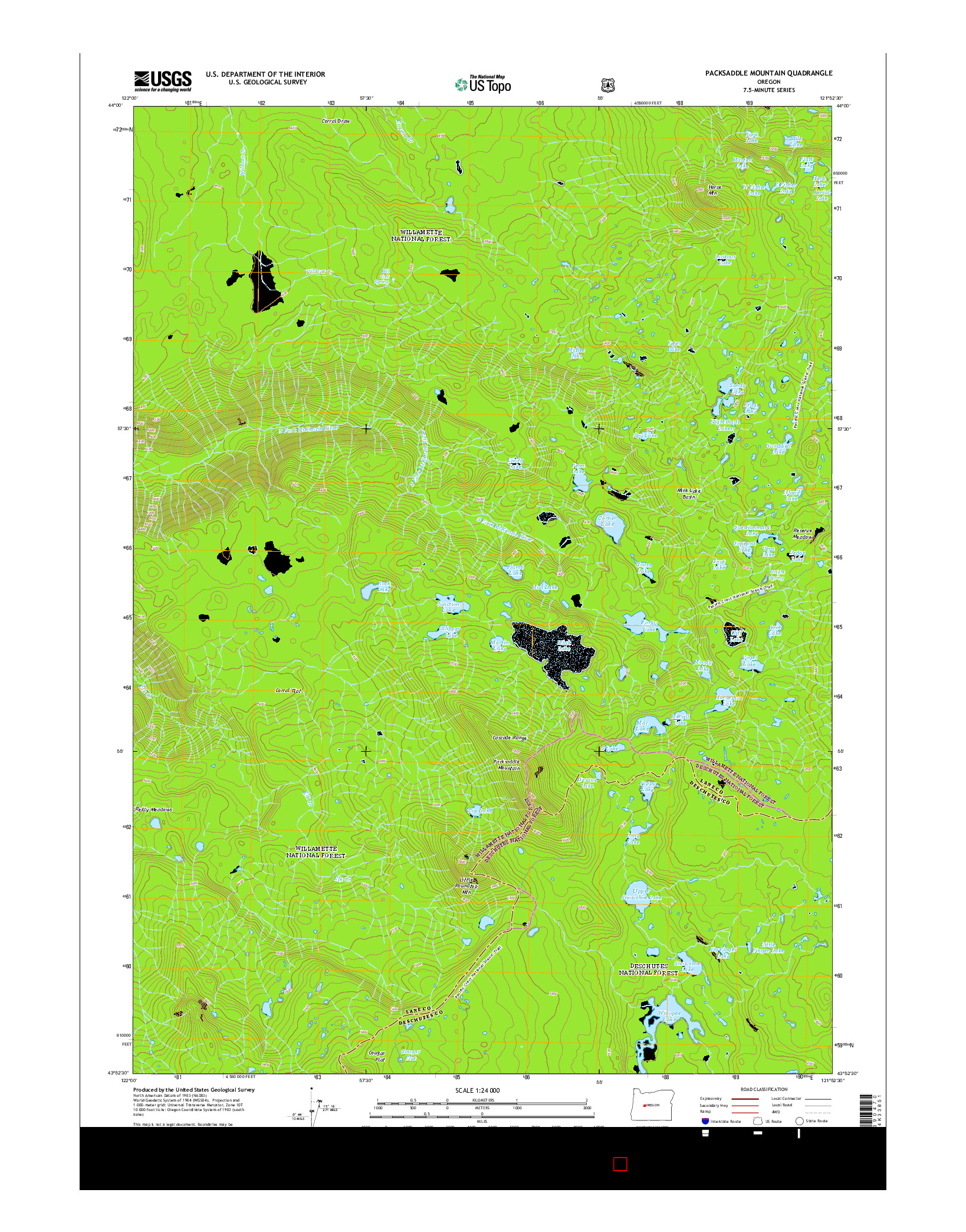 USGS US TOPO 7.5-MINUTE MAP FOR PACKSADDLE MOUNTAIN, OR 2014