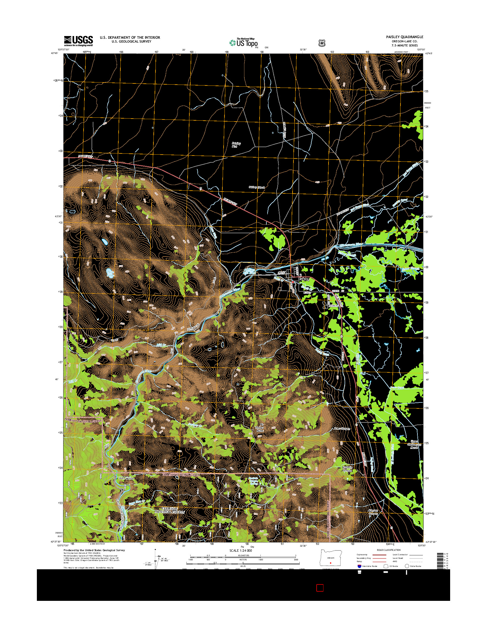 USGS US TOPO 7.5-MINUTE MAP FOR PAISLEY, OR 2014