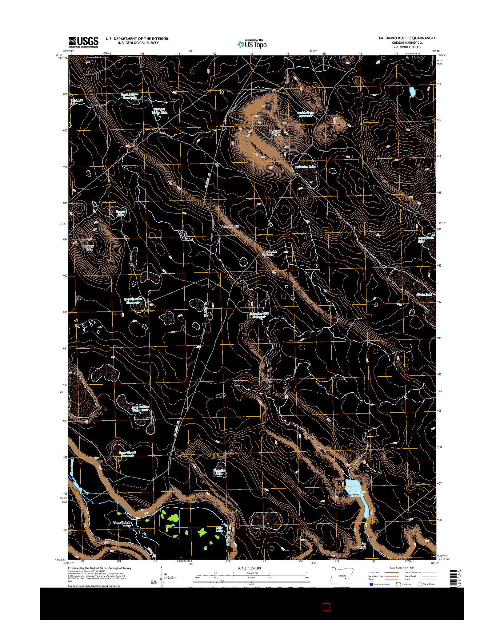 USGS US TOPO 7.5-MINUTE MAP FOR PALOMINO BUTTES, OR 2014