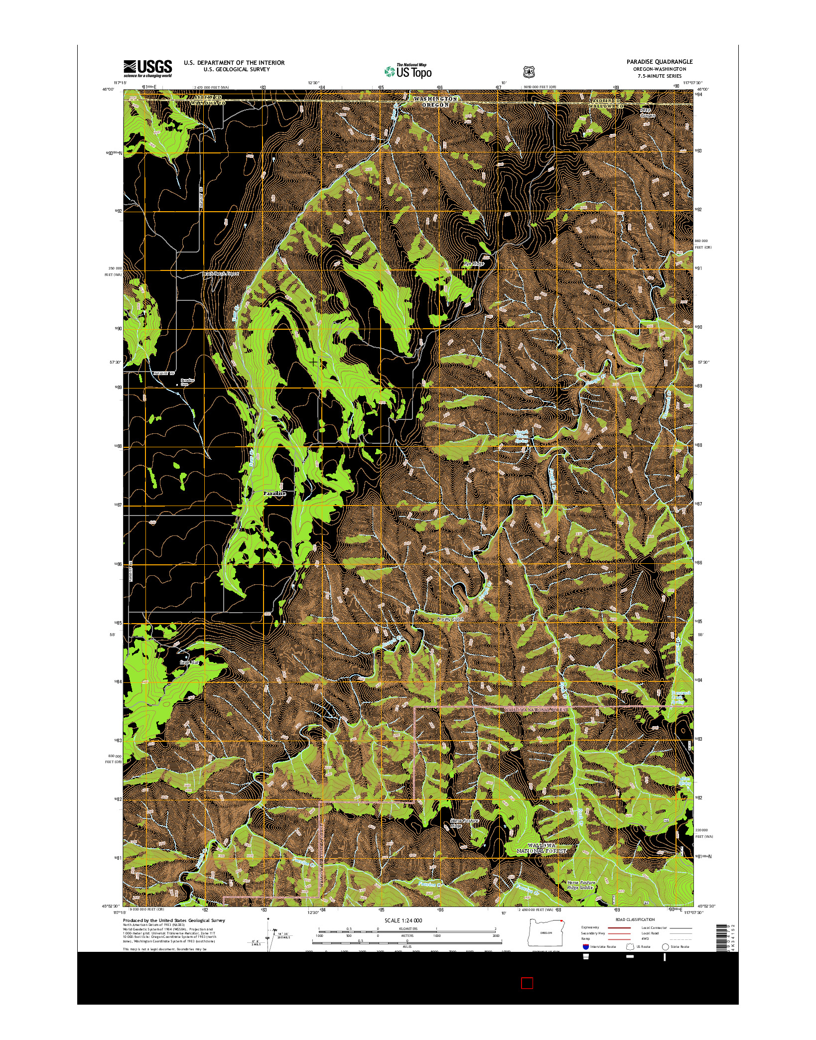 USGS US TOPO 7.5-MINUTE MAP FOR PARADISE, OR-WA 2014