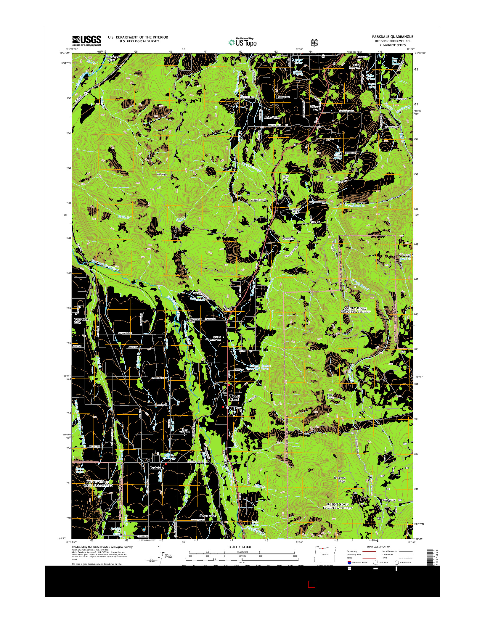 USGS US TOPO 7.5-MINUTE MAP FOR PARKDALE, OR 2014