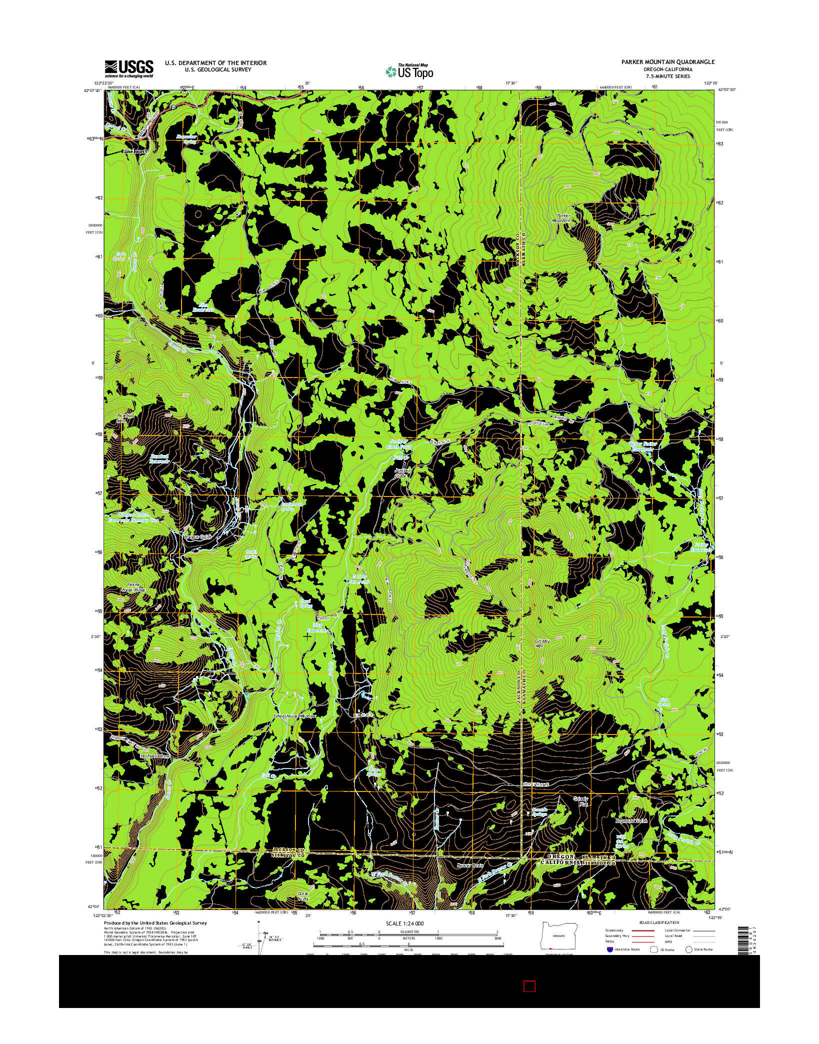 USGS US TOPO 7.5-MINUTE MAP FOR PARKER MOUNTAIN, OR-CA 2014