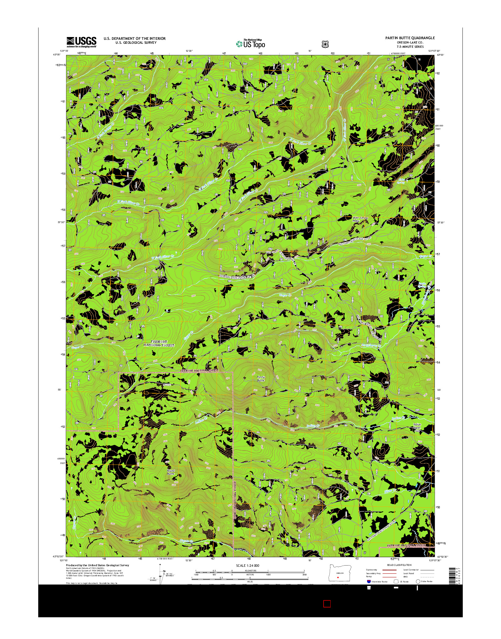 USGS US TOPO 7.5-MINUTE MAP FOR PARTIN BUTTE, OR 2014