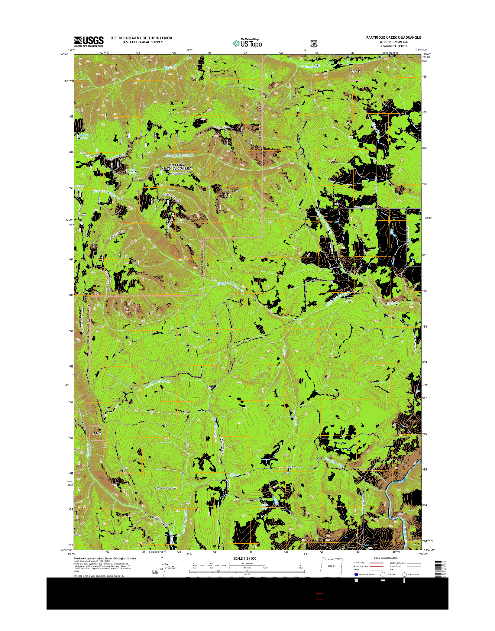 USGS US TOPO 7.5-MINUTE MAP FOR PARTRIDGE CREEK, OR 2014