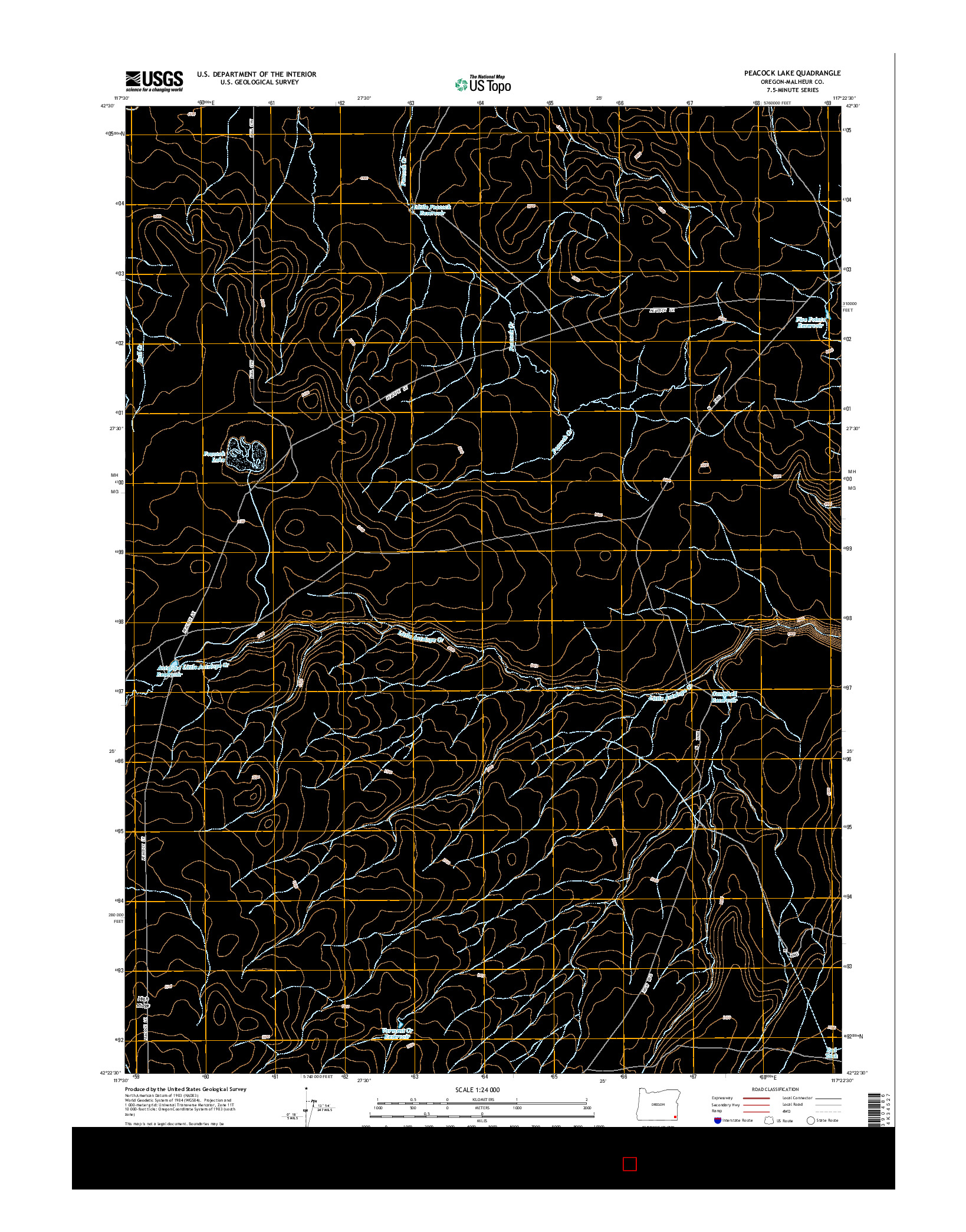 USGS US TOPO 7.5-MINUTE MAP FOR PEACOCK LAKE, OR 2014