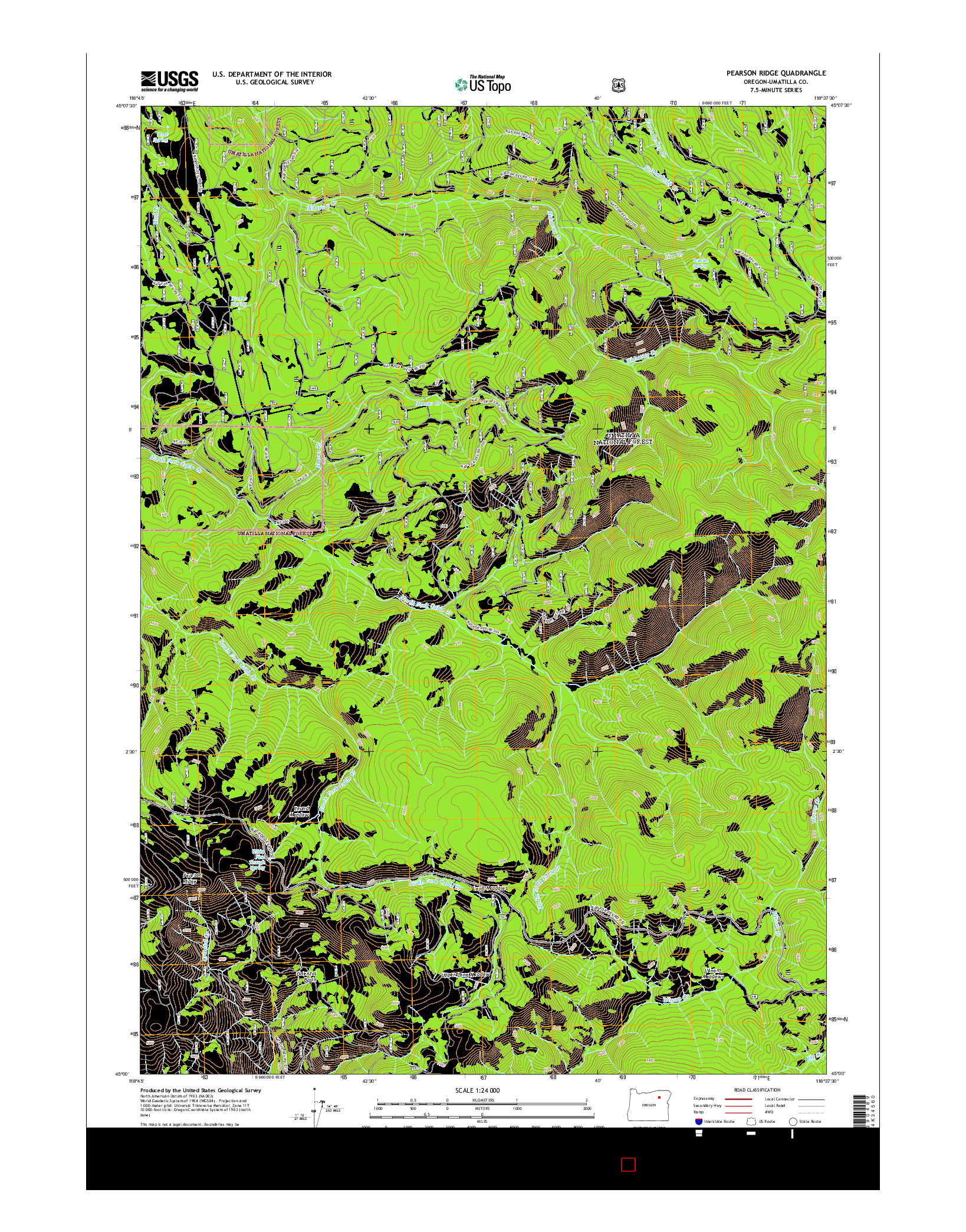 USGS US TOPO 7.5-MINUTE MAP FOR PEARSON RIDGE, OR 2014