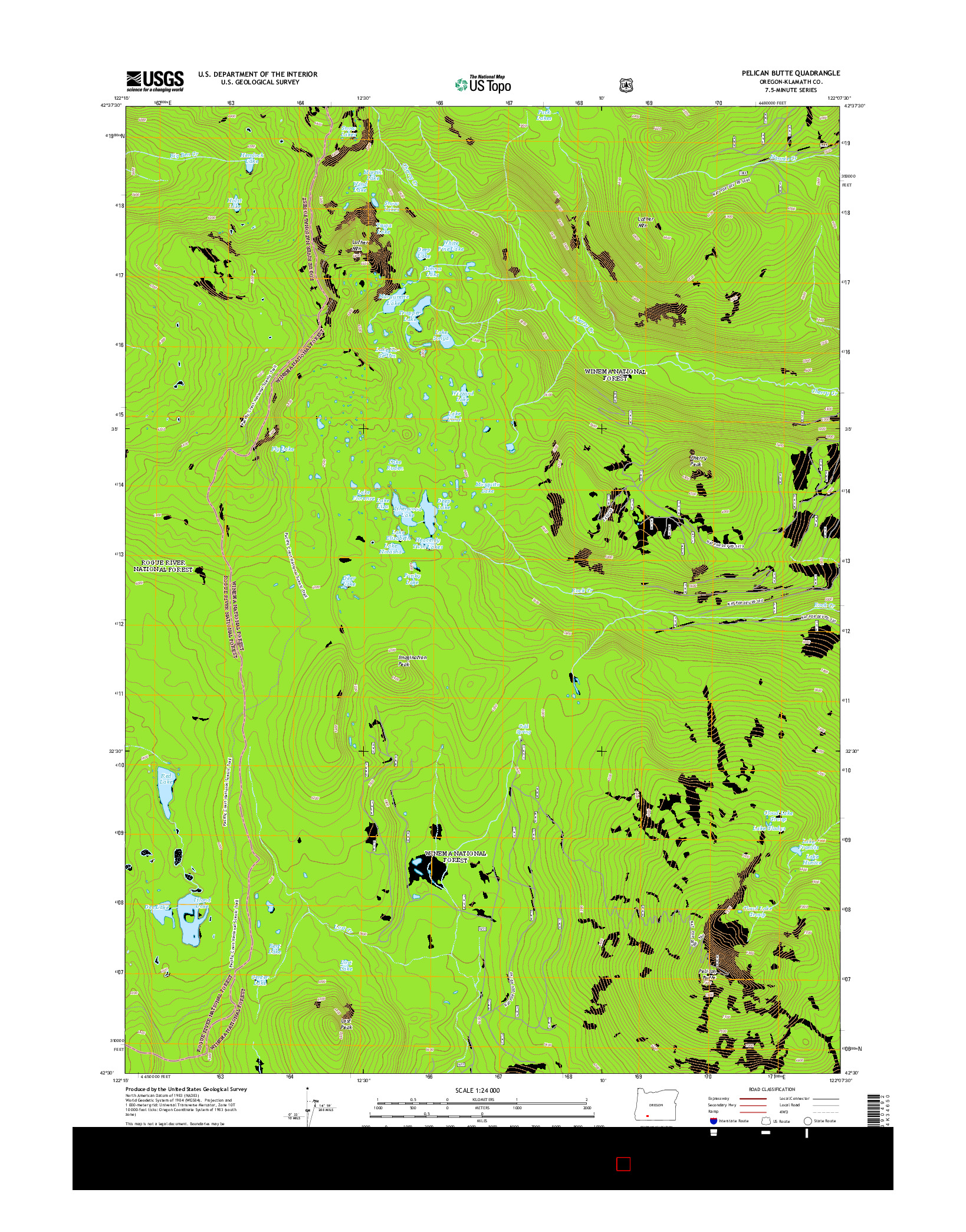 USGS US TOPO 7.5-MINUTE MAP FOR PELICAN BUTTE, OR 2014