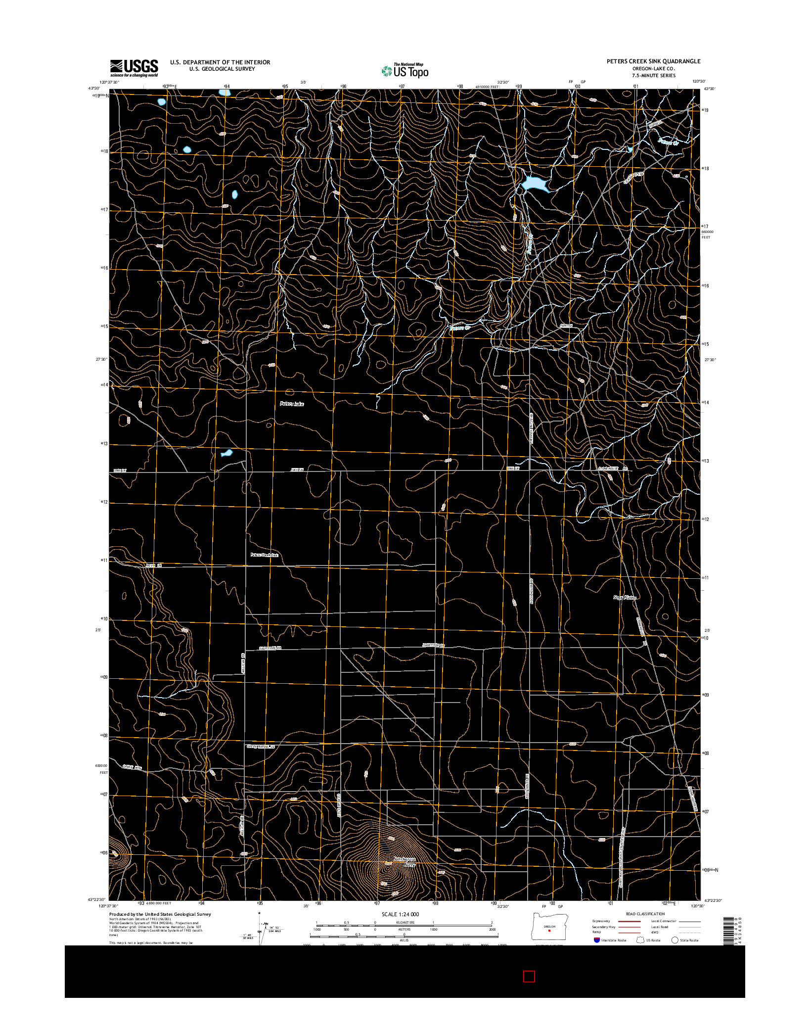 USGS US TOPO 7.5-MINUTE MAP FOR PETERS CREEK SINK, OR 2014