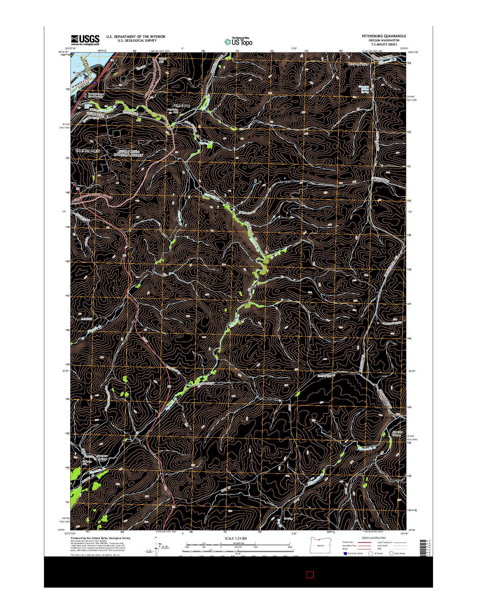 USGS US TOPO 7.5-MINUTE MAP FOR PETERSBURG, OR-WA 2014