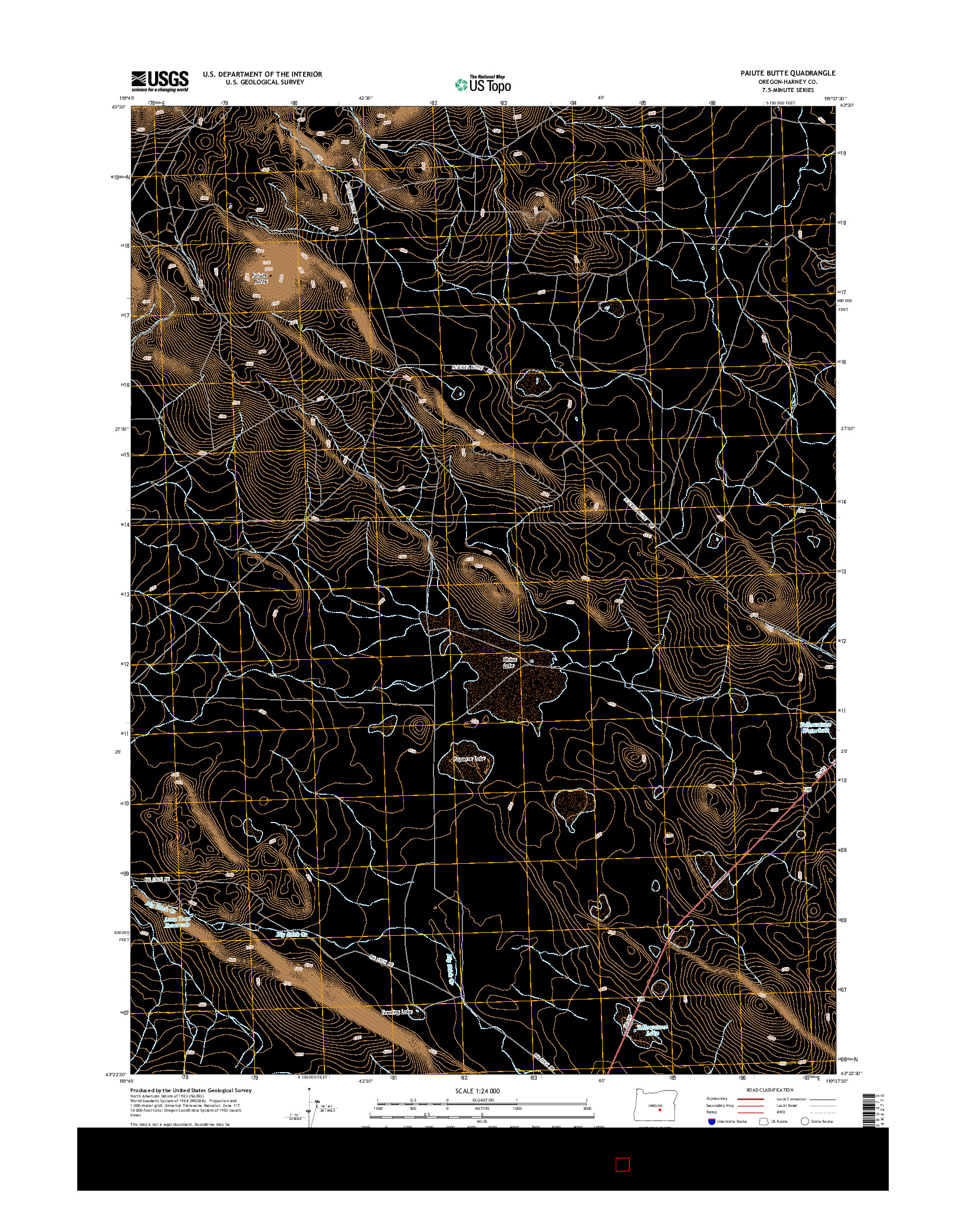 USGS US TOPO 7.5-MINUTE MAP FOR PAIUTE BUTTE, OR 2014