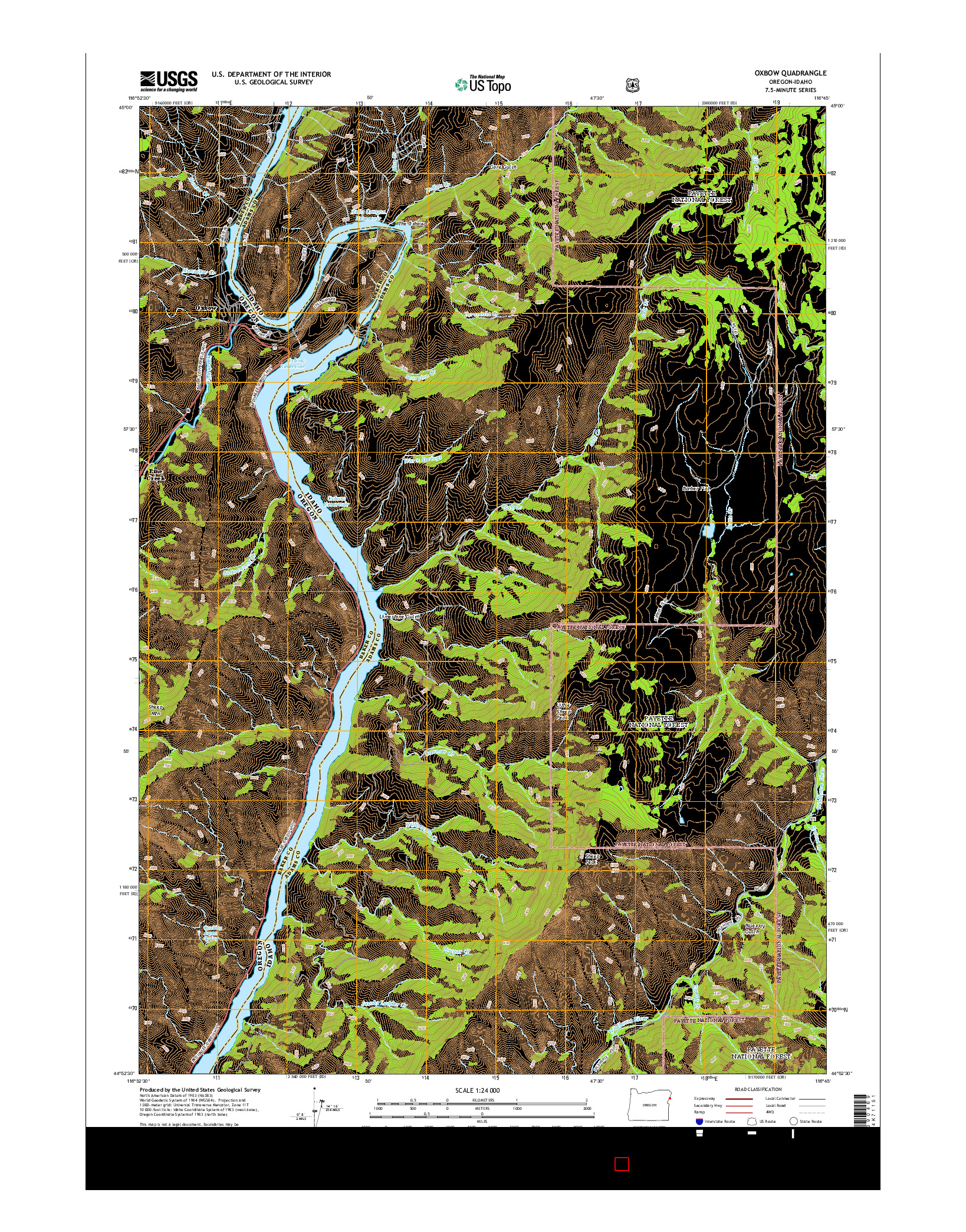 USGS US TOPO 7.5-MINUTE MAP FOR OXBOW, OR-ID 2014