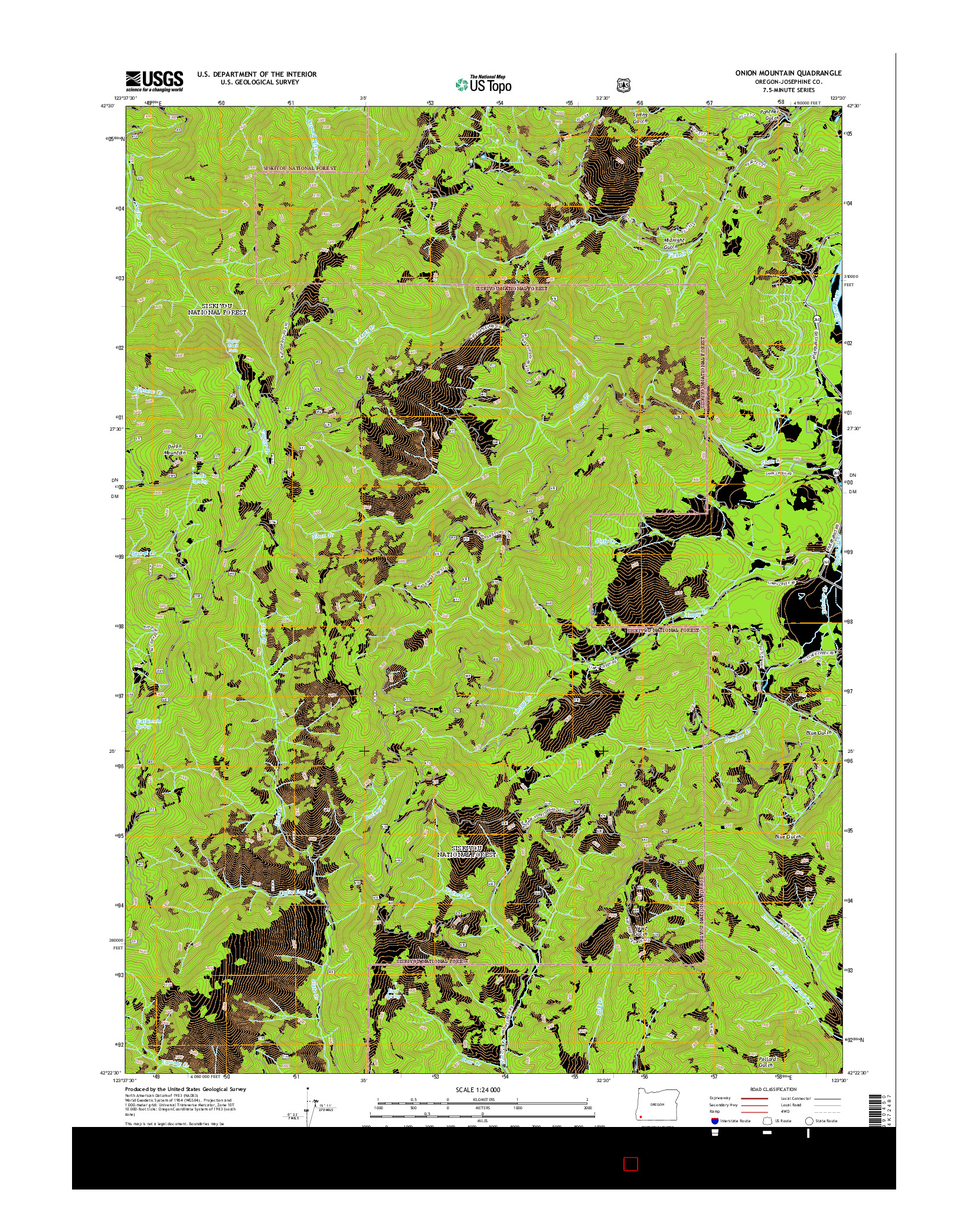 USGS US TOPO 7.5-MINUTE MAP FOR ONION MOUNTAIN, OR 2014