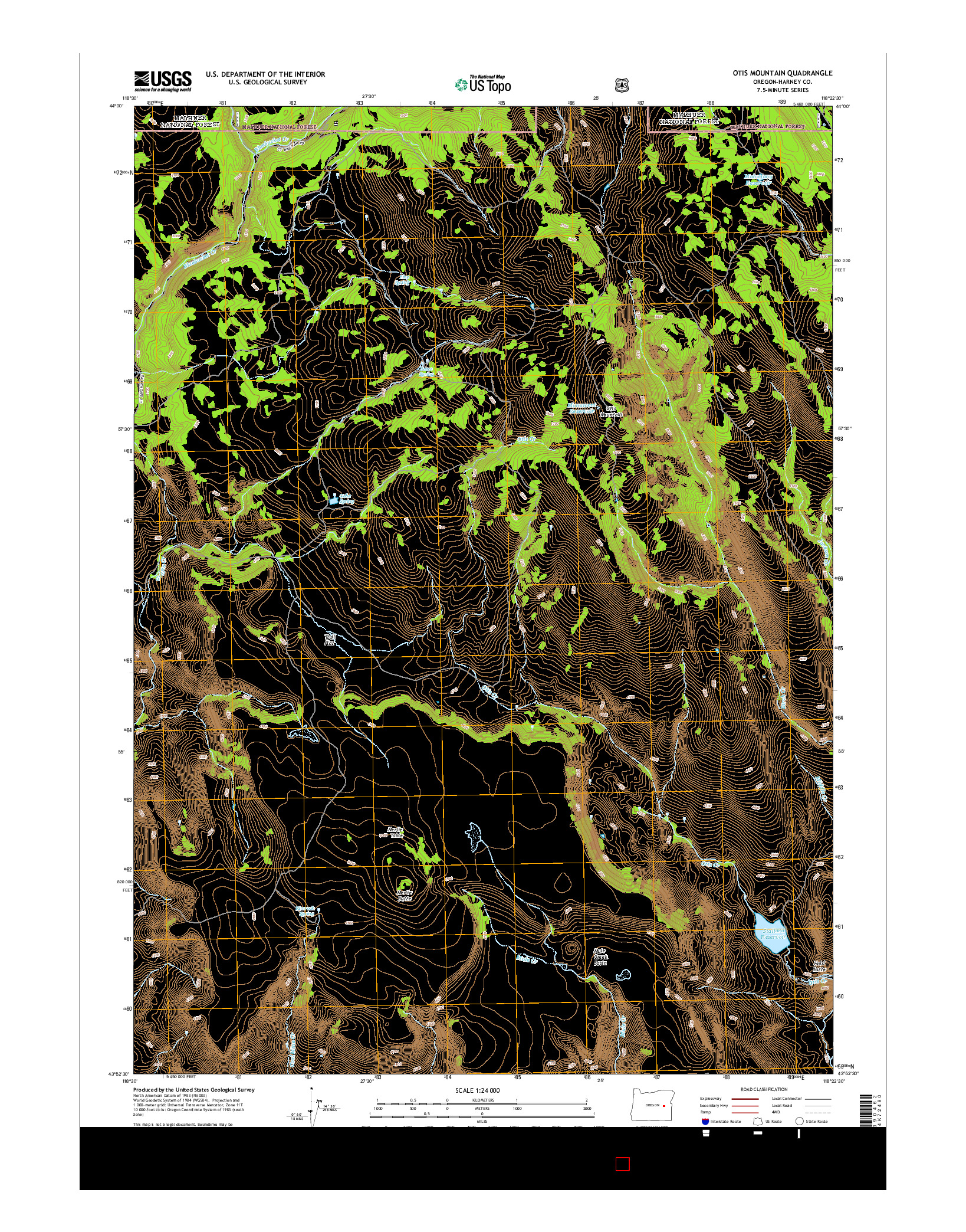 USGS US TOPO 7.5-MINUTE MAP FOR OTIS MOUNTAIN, OR 2014