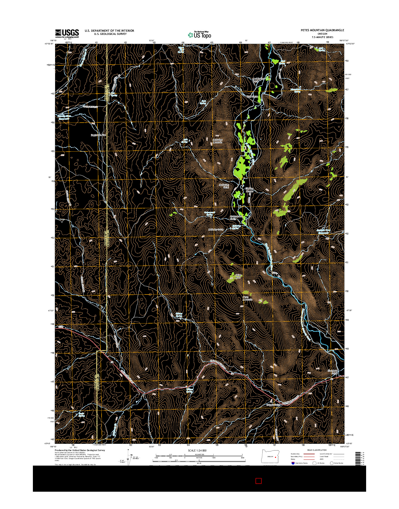 USGS US TOPO 7.5-MINUTE MAP FOR PETES MOUNTAIN, OR 2014