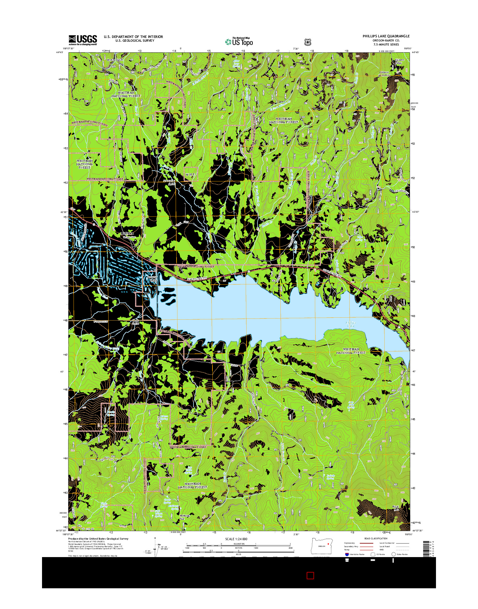 USGS US TOPO 7.5-MINUTE MAP FOR PHILLIPS LAKE, OR 2014