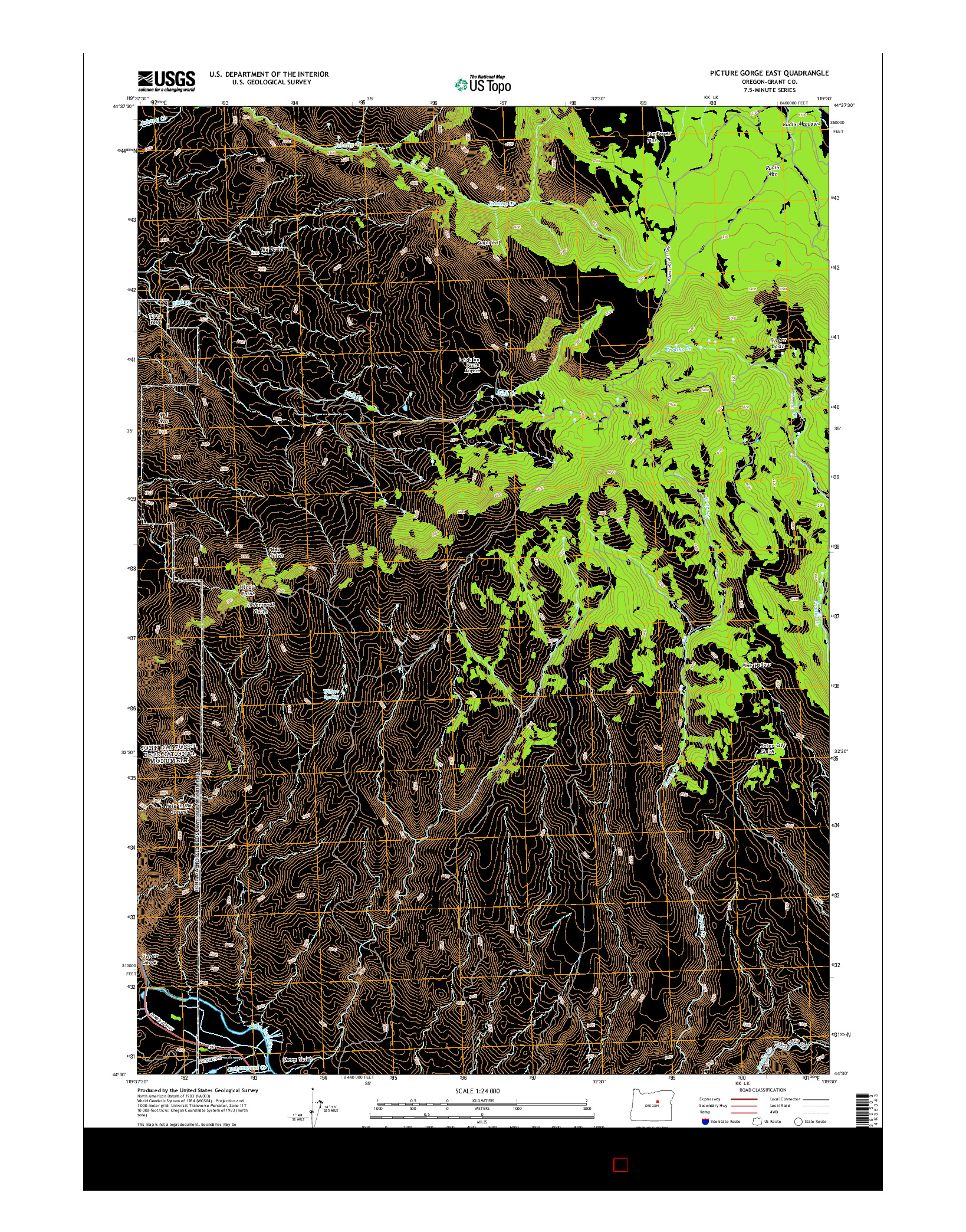 USGS US TOPO 7.5-MINUTE MAP FOR PICTURE GORGE EAST, OR 2014